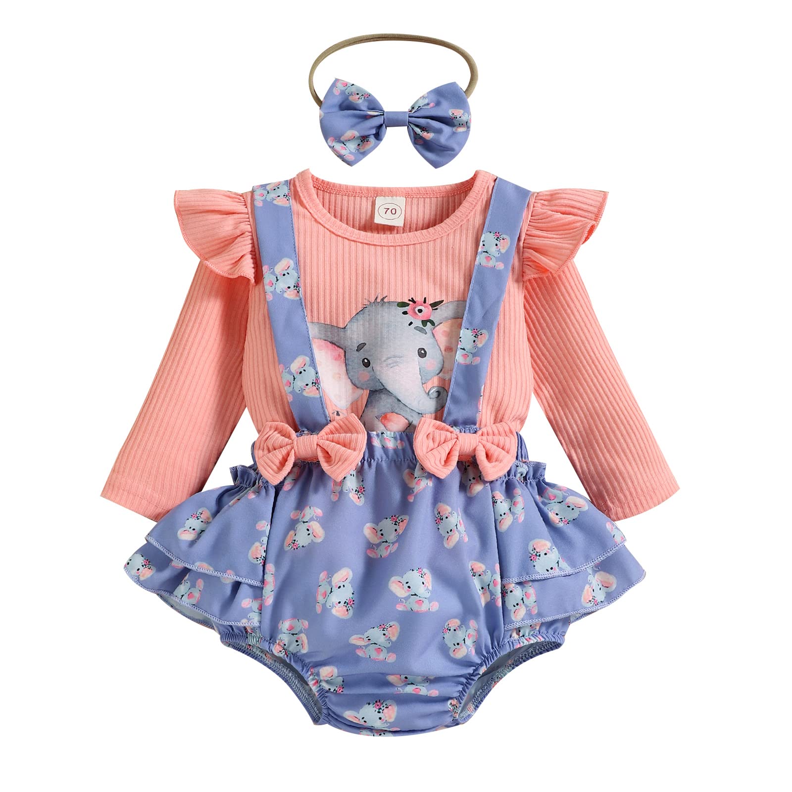 Ducklingup Newborn Baby Girl Clothes - Cute Ruffle Long Sleeve Floral Romper Dress with Headband | Soft Cotton Infant Outfit for Autumn Winter | Perfect for Photo Shoots, Family Gatherings & Special Occasions
