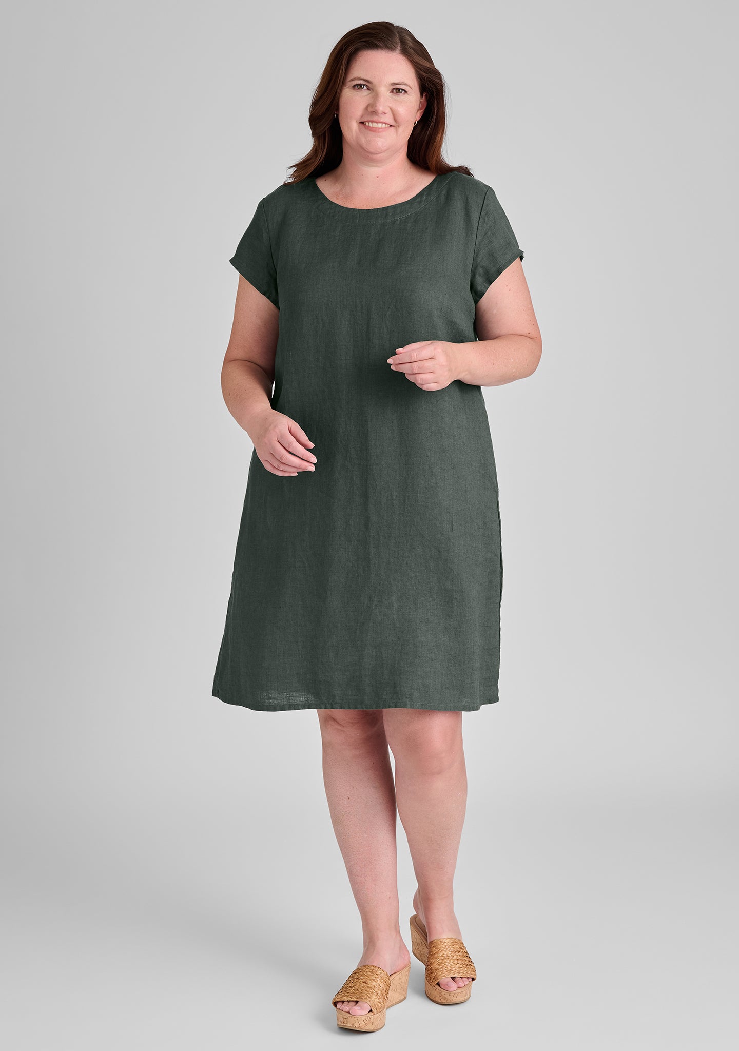 Tuck Back Linen Shift Dress - Women's Casual Summer Dress for Beach, Office & Everyday Wear