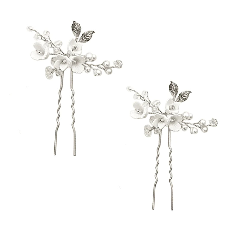 Elegant Silver Bridal Hair Pins with Swarovski Crystals & Pearls - Wedding Hair Accessories for Brides, Bridesmaids & Prom (Set of 7558) | Perfect for Weddings, Proms & Special Occasions