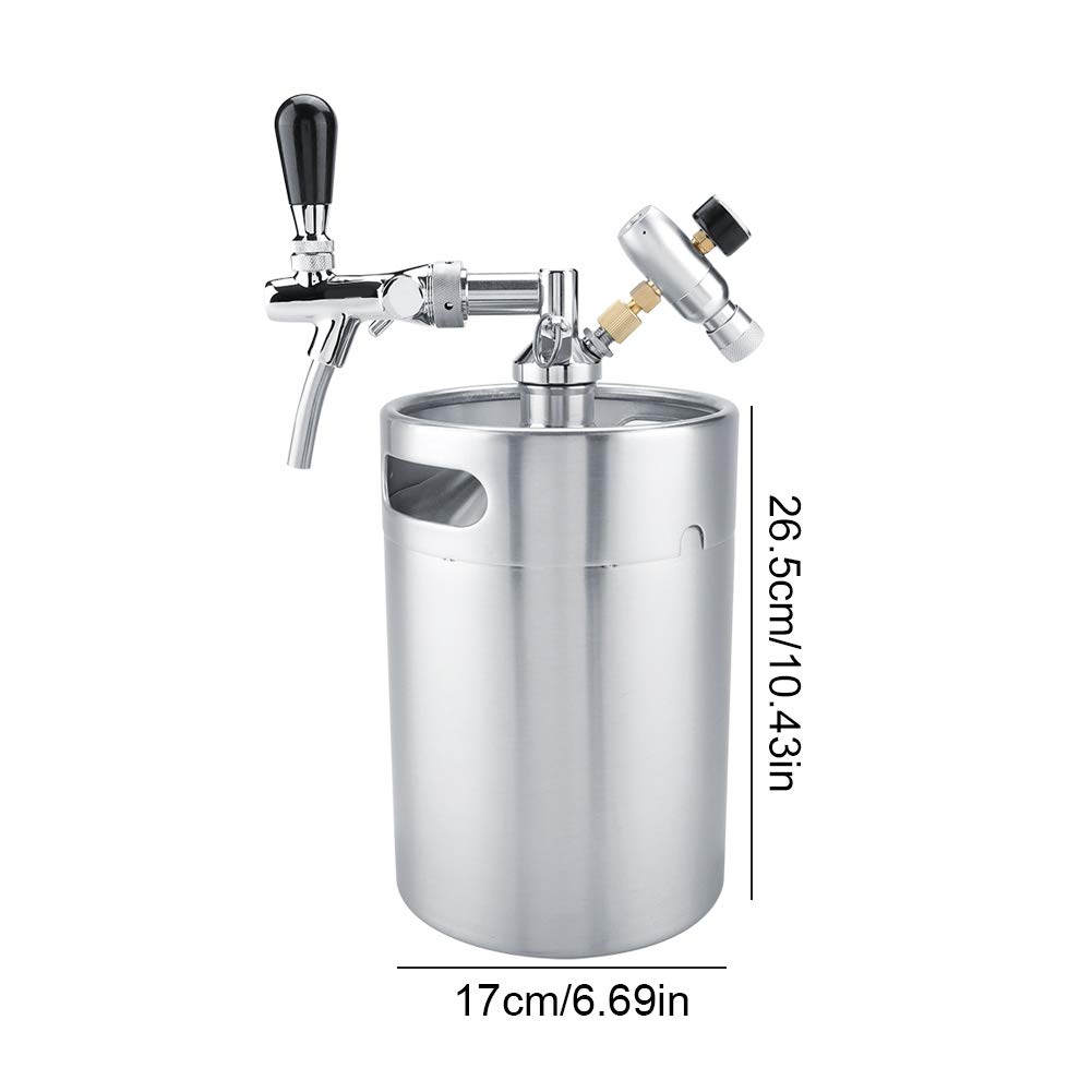 Yosoo 5L Stainless Steel Beer Dispenser Kit with Faucet - Pressurized Mini Keg for Home Brewing Craft Beer | Perfect for Home Bars, Parties & Hotels