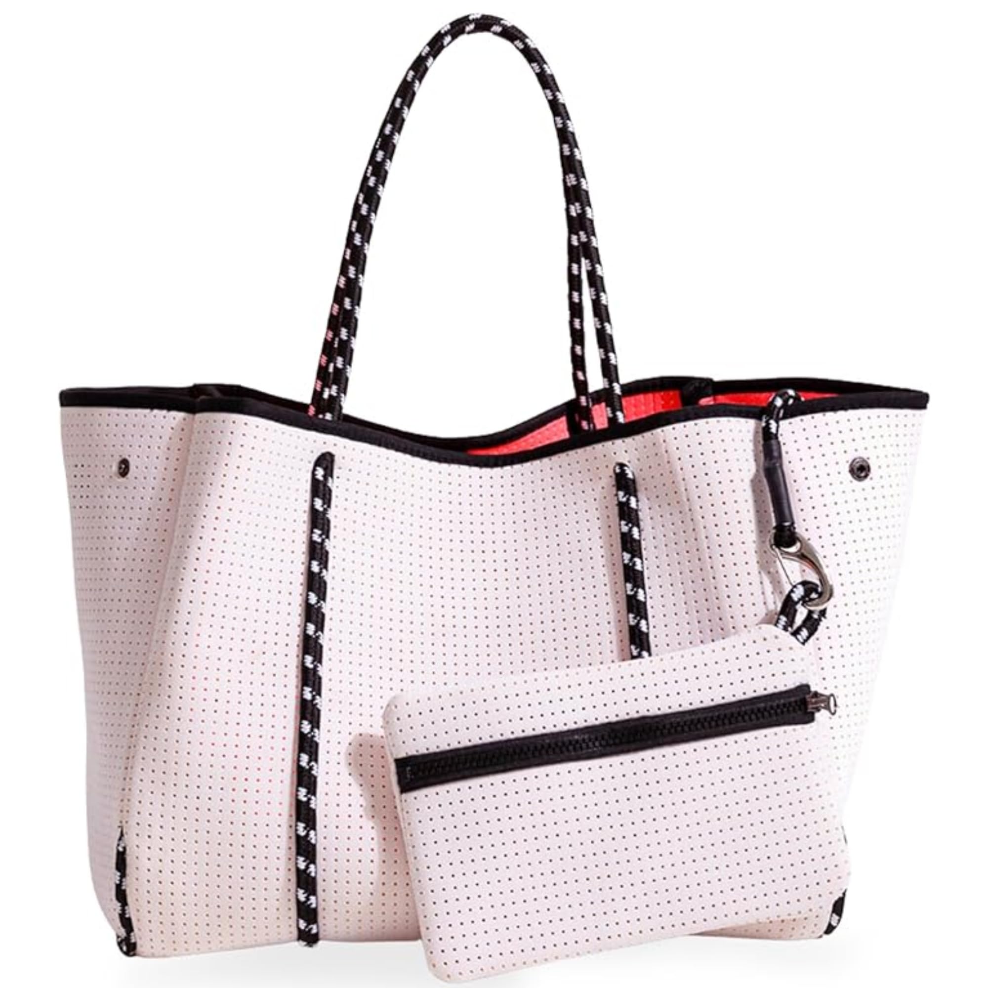 Stylish Large Neoprene Tote Bag for Women - Water-Resistant Designer Handbag with Multiple Pockets & Zipper Pouch | Perfect for Work Commute, Travel, Beach Trips & Shopping