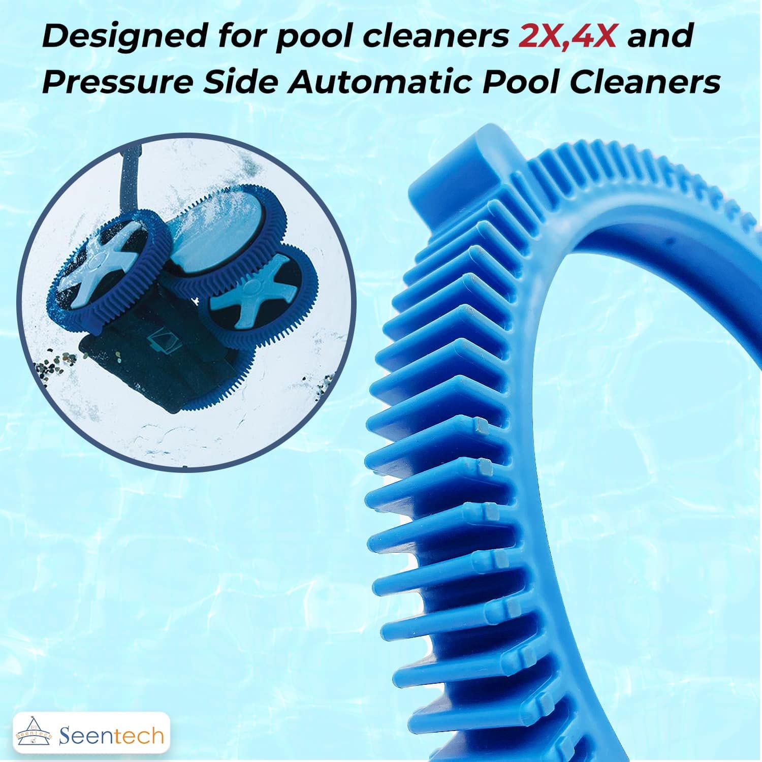 Seentech Super Hump Pool Cleaner Front Tire Kit (4-Pack) - Compatible with Poolvergnuegen & Hayward Phoenix Pool Cleaners - Durable Replacement Tires for Swimming Pool Maintenance - Perfect for In-Ground and Above-Ground Pools