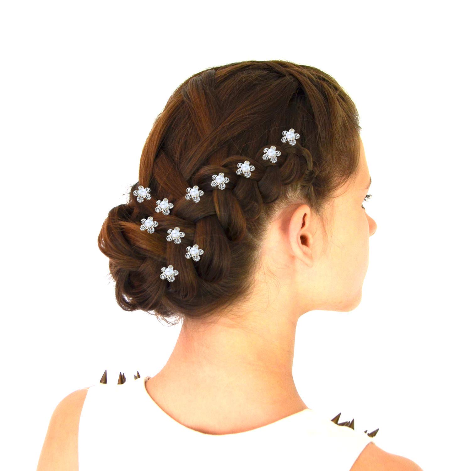 24-Piece Rhinestone Wedding Hair Comb Set with Pearl Hair Clips - U-Shaped Bridal Hair Pins for Brides & Bridesmaids - Perfect for Weddings, Prom, Parties & Special Occasions