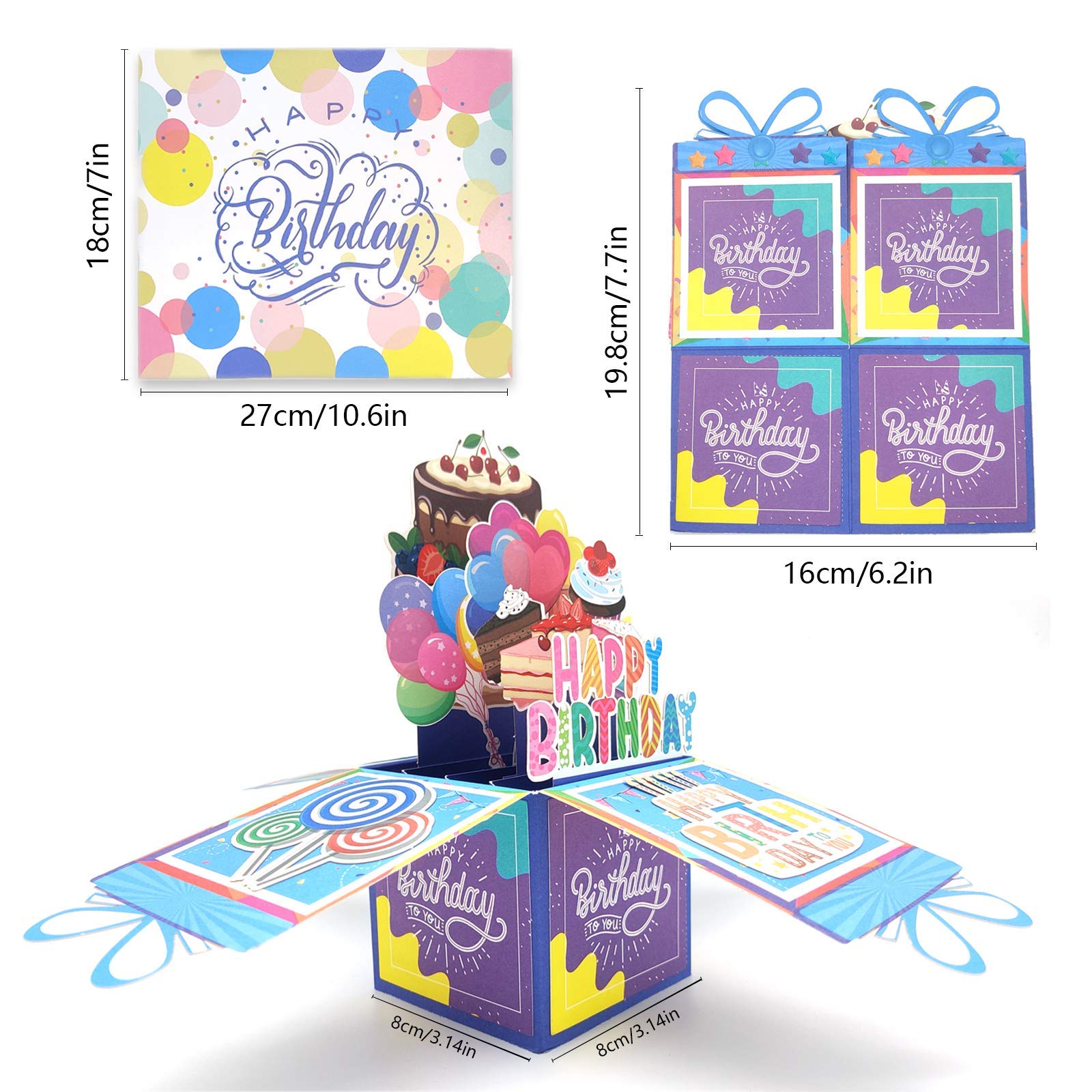 Handmade 3D Pop Up Birthday Card with Cake Design - Unique Greeting Card for Birthday Wishes | Perfect for Anniversaries, Parties & Special Occasions