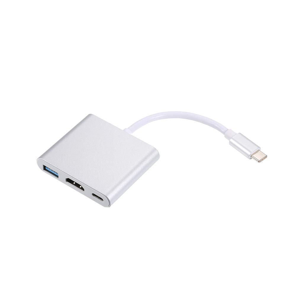 Jemora USB C Hub 3-in-1 Adapter - USB 3.1 Type C to USB 3.0/HDMI/Type C Multiport Dongle for MacBook Pro, Dell XPS 13, Laptop & Smartphone - Perfect for Work, Travel & Home Office