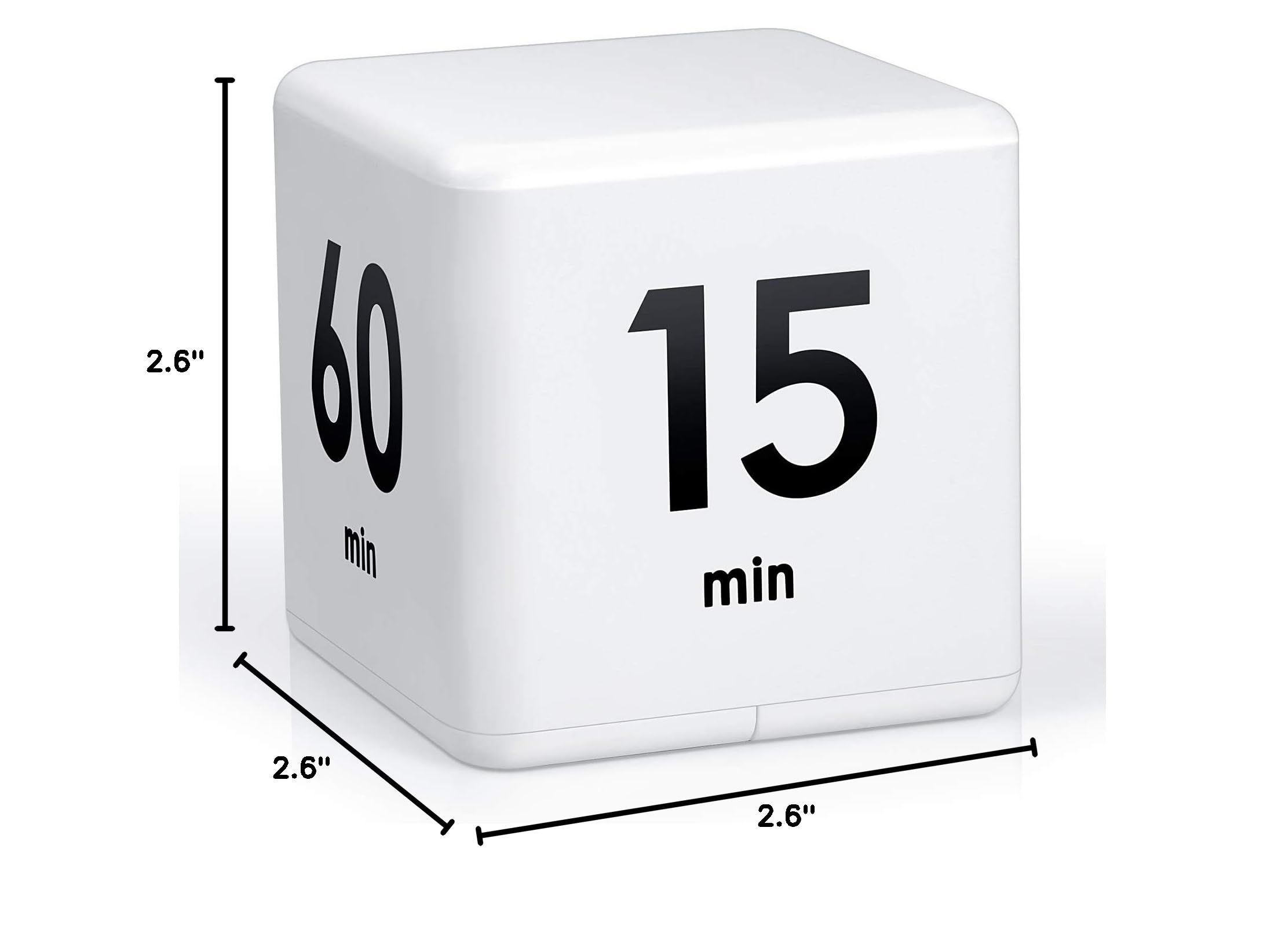 Weewooday 2.6 Inch White Cube Timer - ADHD Focus Tool with Gravity Sensor for Productivity, Workouts & Time Management (15/20/30/60 Min Settings) - Perfect for Studying, Cooking, Office & Classroom Use