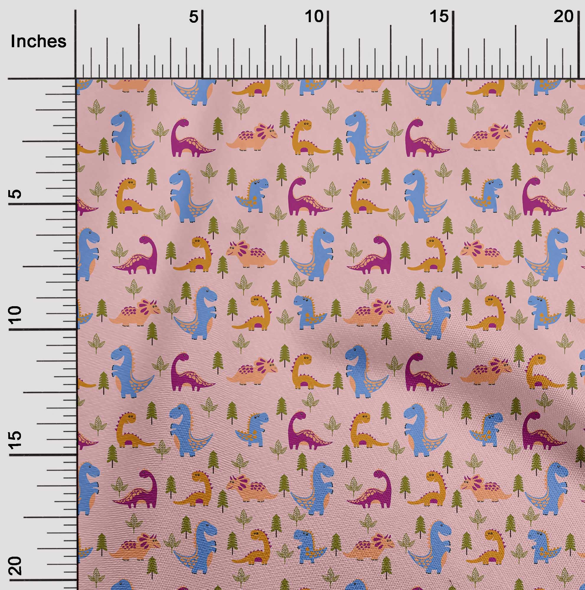 oneOone Cotton Cambric Pink Dinosaur Cartoon Print Fabric by The Yard - 56 Inch Wide Soft Dress Material for Kids Clothing, DIY Crafts & Home Decor