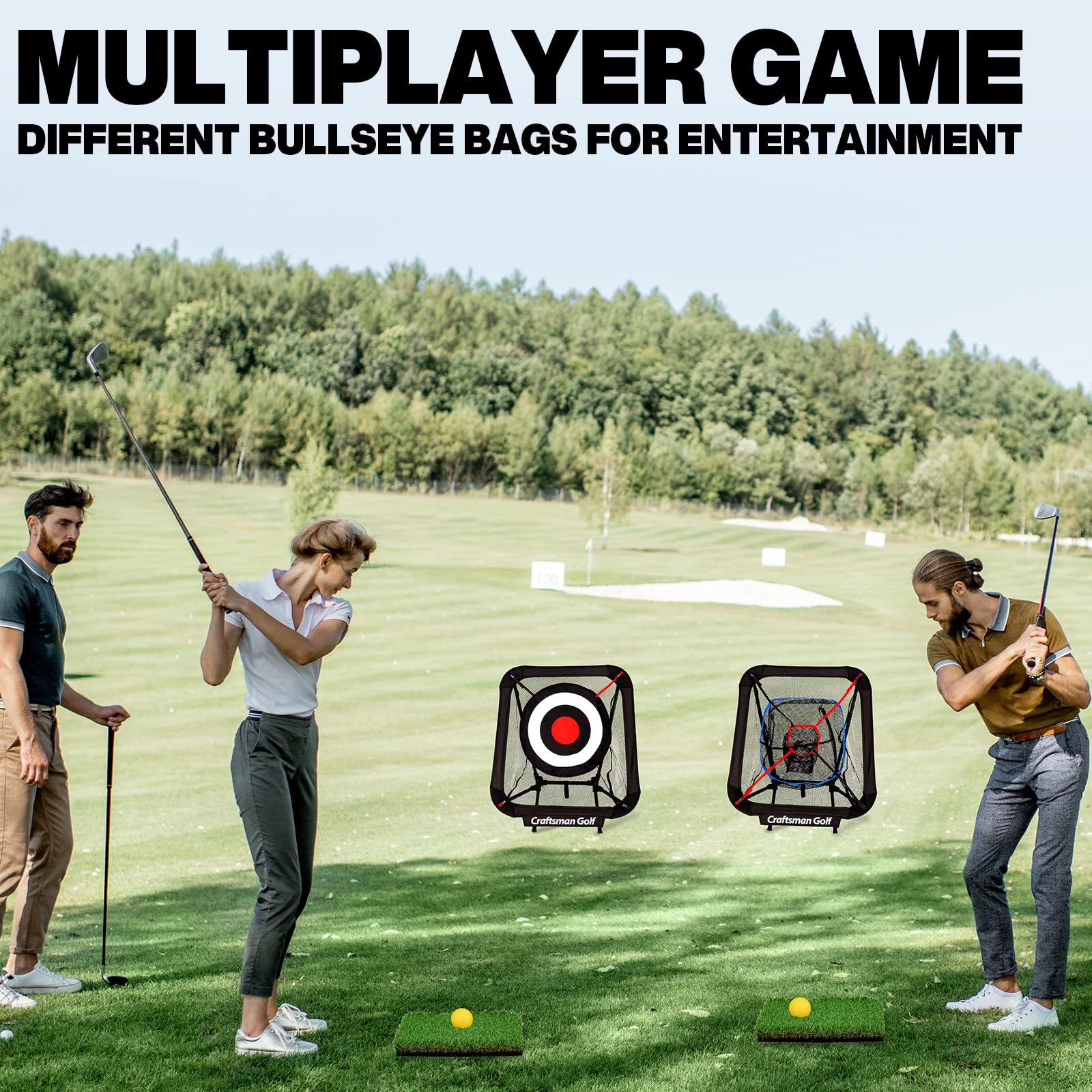 Premium Golf Practice Chipping Net with Realistic Grass Mat - Indoor & Outdoor Training Aid for Backyard, Driving Range & Home Use - Includes Golf Accessories