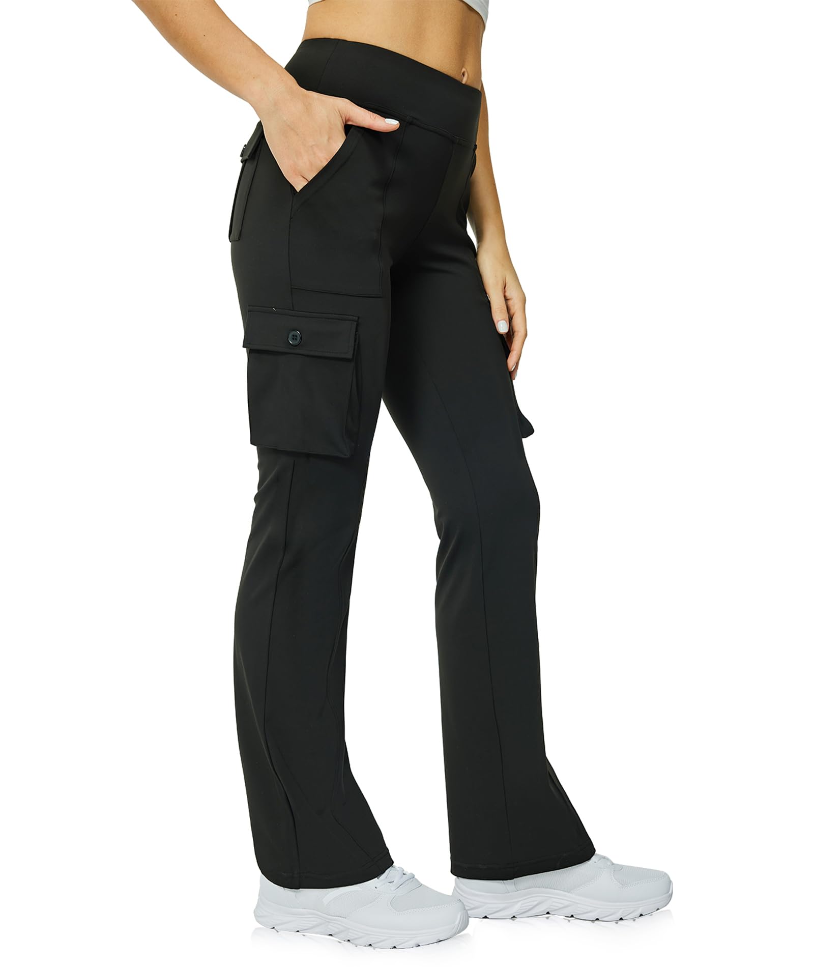 Women's High Waisted Yoga Flare Leggings - 6 Pocket Bootcut Workout Pants for Yoga, Gym & Casual Wear | Stretchy Comfort Pants for Women