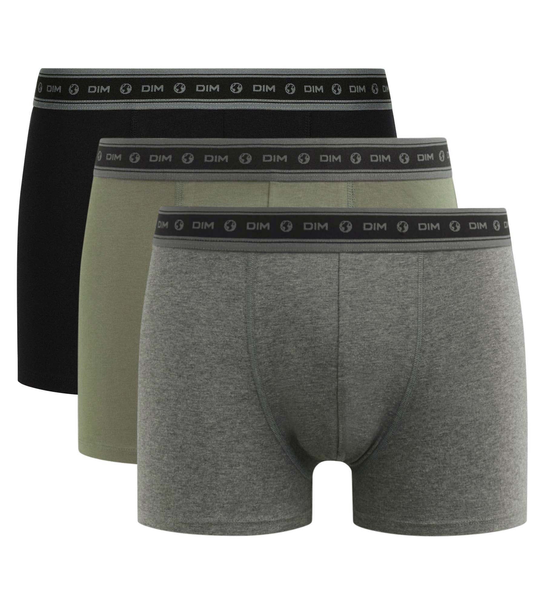 Organic Cotton Men's Boxer Briefs 3-Pack - Black, Charcoal, Green - Soft & Breathable Underwear for Everyday Comfort & Active Lifestyle