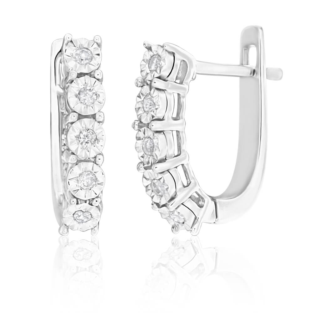 9ct White Gold Diamond Hoop Earrings for Women – Elegant & Sparkling Jewelry for Parties, Weddings & Everyday Wear