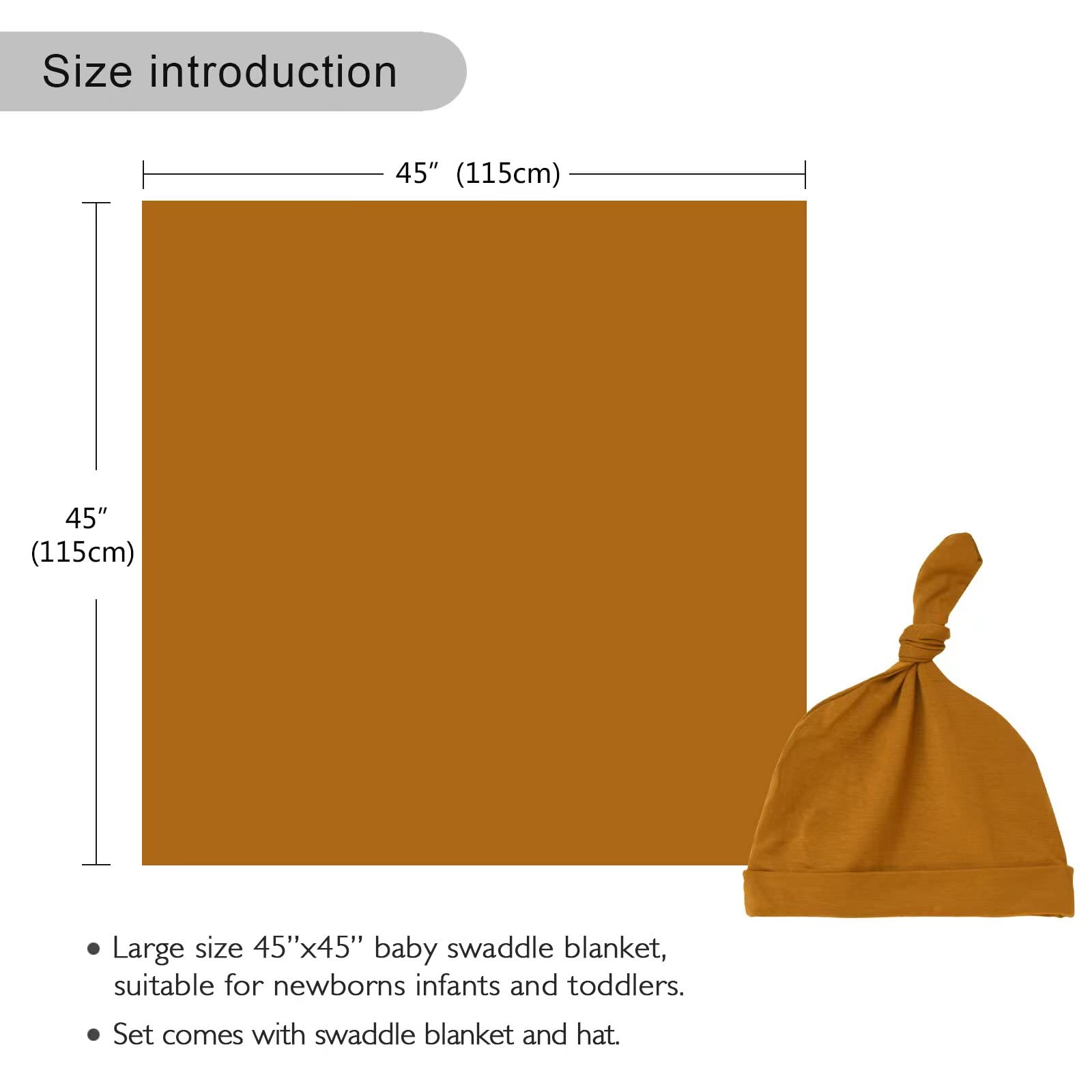 Soft Newborn Swaddle Blanket with Matching Hat Set - 45