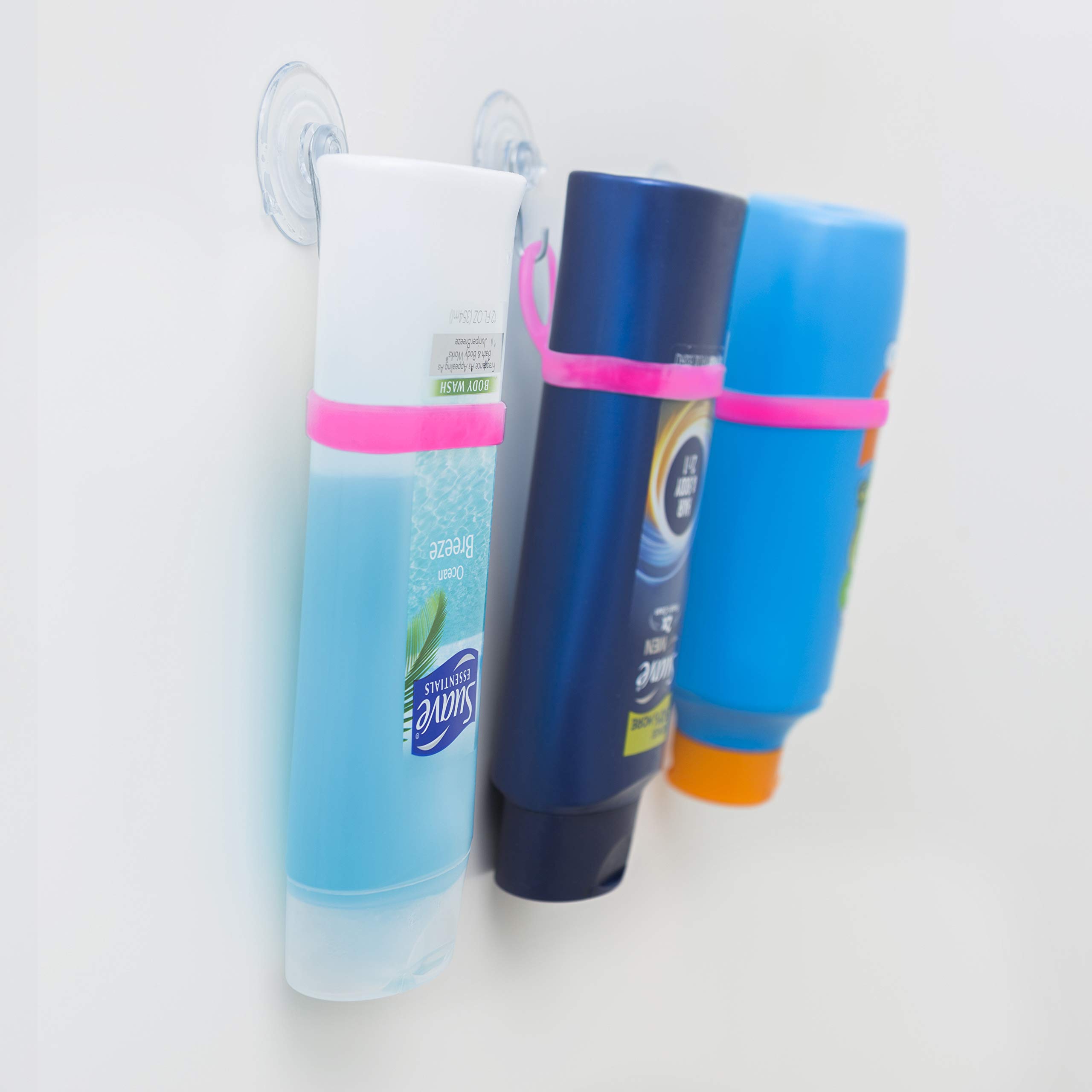 Rust-Proof Wall Mount Shower Caddy with Suction Cups - 6 Pack Pink Bath Organizer for Shampoo, Conditioner & Toiletries - Perfect for Tile, Glass & Smooth Surfaces in Showers, Bathrooms & Dorm Rooms