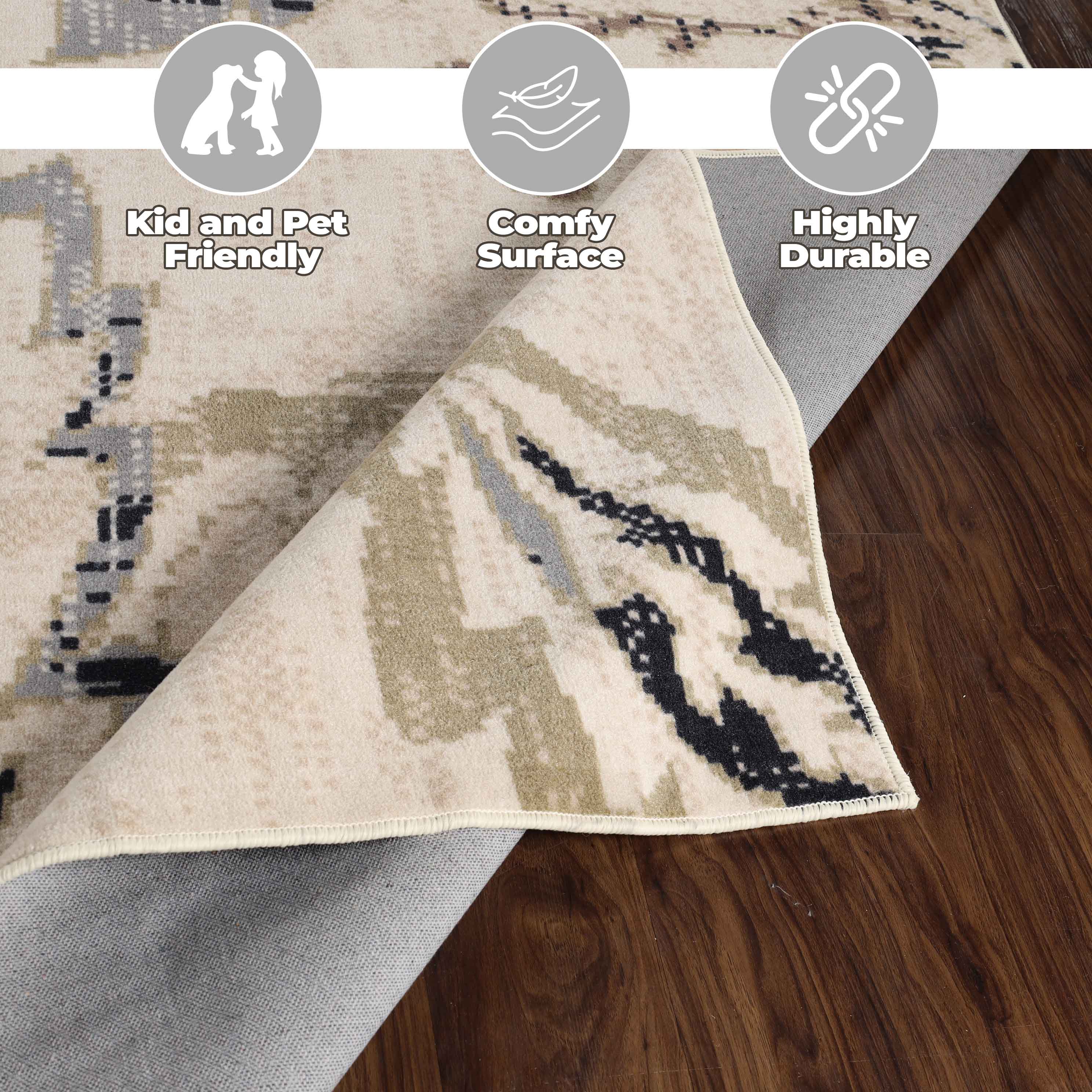 Jacobean Floral Modern Farmhouse Indoor Area Rugs & Runner Rugs - Soft Non-Slip Living Room Bedroom Decor for Cozy Home