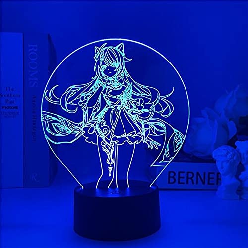 Keqing Night Light - 3D LED Anime Table Lamp with 16 Color Changing Modes & Remote Control, Genshin Impact Character Decor for Bedroom, Gaming Room, or Office - Perfect Gift for Anime Fans (6221 Keqing)