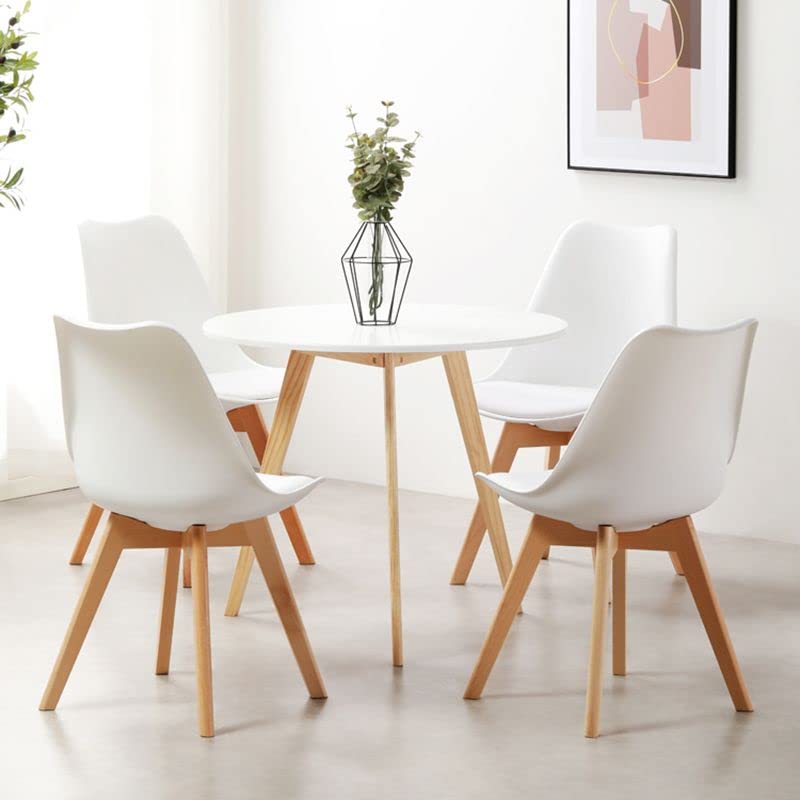 Modern Upholstered Dining Chairs Set of 2 - Armless Side Chairs with Metal Wood Legs for Home, Office Conference Room, Milk Tea Shop - Comfortable Pea Green Kitchen & Restaurant Seating Furniture