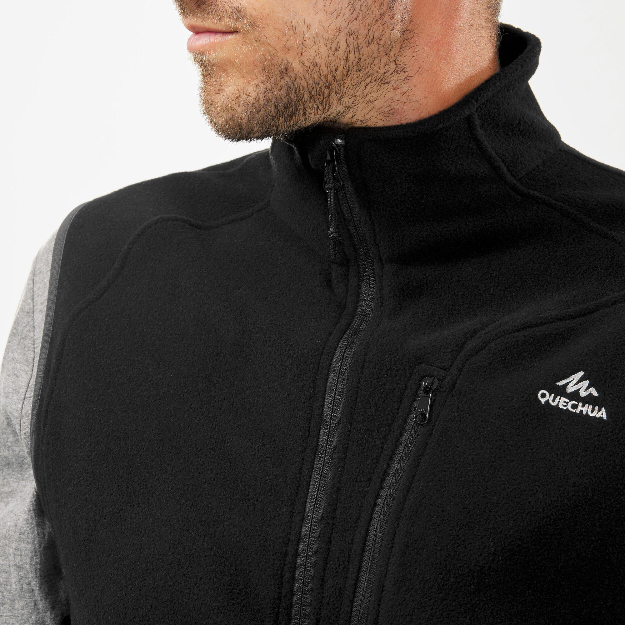 Quechua Men's MH120 Fleece Vest - Lightweight Warm Winter Jacket for Outdoor Hiking & Camping | Water-Resistant & Breathable | Perfect for Cold Weather Activities