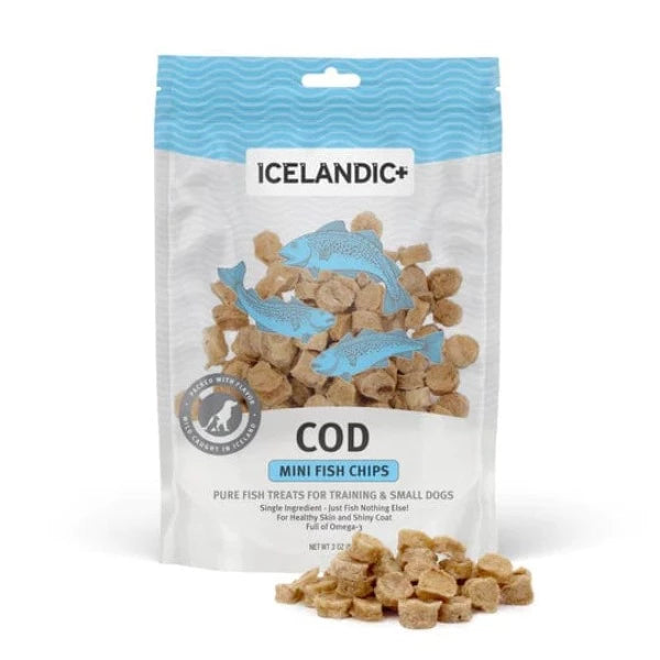 Premium Icelandic Cod Chips Mini Fish Snacks - All-Natural Dog Treats for Training & Rewards - Perfect for Small Breeds & Sensitive Stomachs