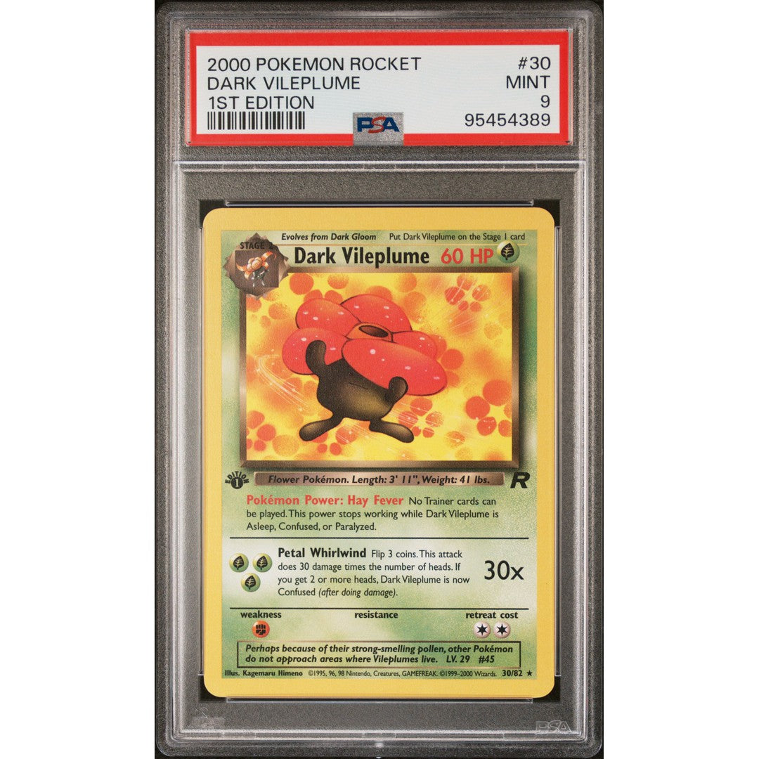 2000 Pokemon Rocket 1st Edition Dark Vileplume 30/82 - Rare Collectible Trading Card for Pokemon TCG Players & Collectors - Perfect for Battles, Collections, and Investments