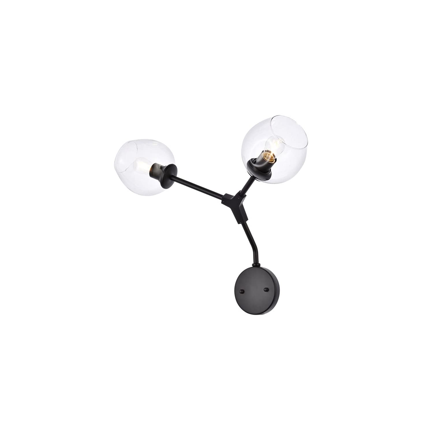 Modern Black Wall Sconce with 2 Lights - Adjustable Arm Wall Lamp for Bedroom, Living Room, Hallway & Dorm Decor