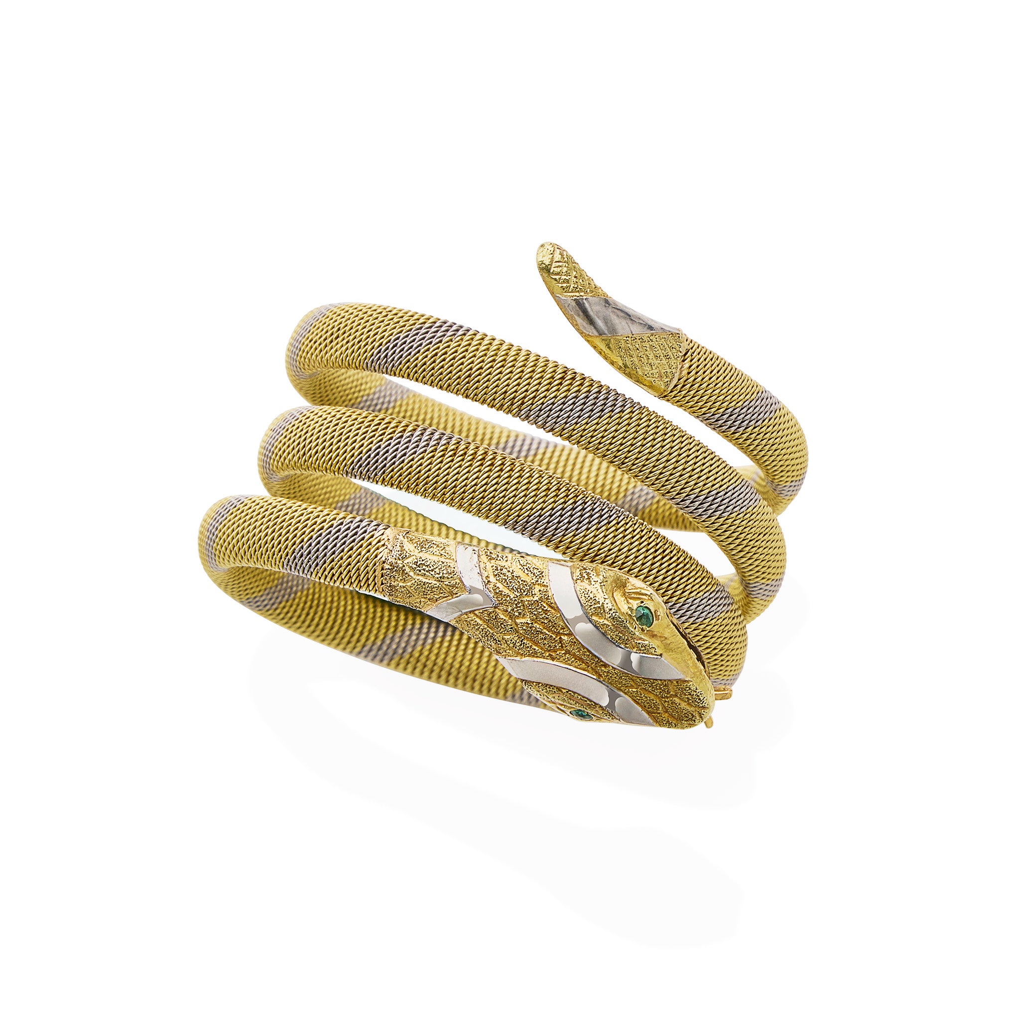Vintage 18K Gold & Platinum Snake Bracelet for Women - Elegant Jewelry Gift for Birthday, Anniversary & Special Occasions