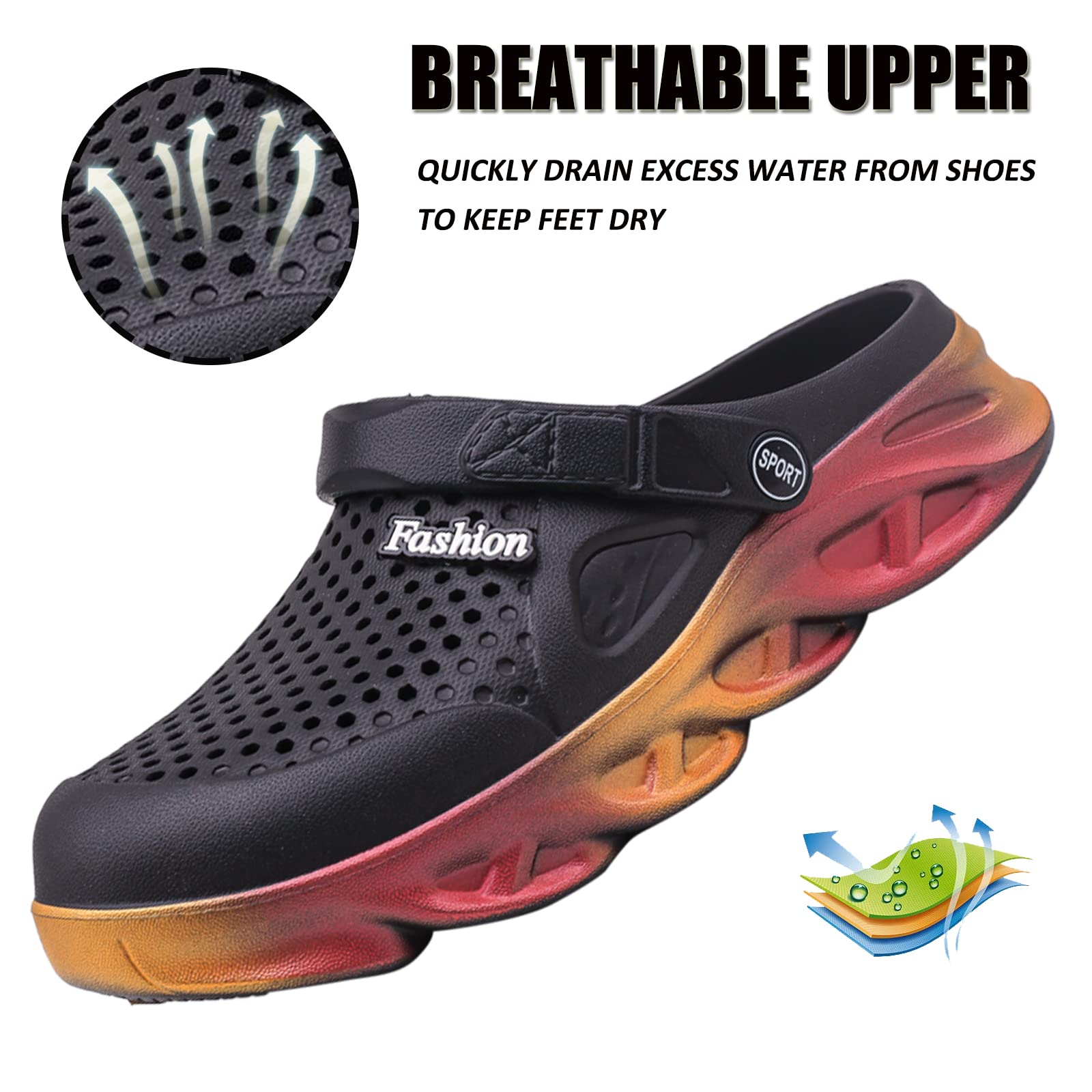 CYian Women's & Men's Anti-Slip Water Sandals - Breathable Summer Garden Clogs with Arch Support | Perfect for Beach, Pool, Yoga & Outdoor Activities