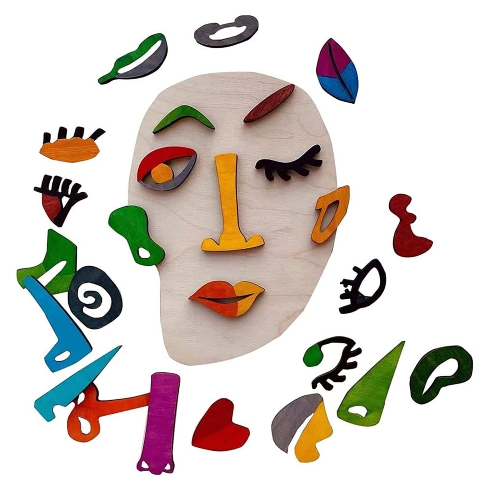 SHOJOI Wooden Montessori Puzzles - 26-Piece Picasso Art Puzzle Set for Kids, Educational Face Expression Matching Game, Stress Relief Toys for Children (1 Piece) | Perfect for Preschool Learning & Home Playtime