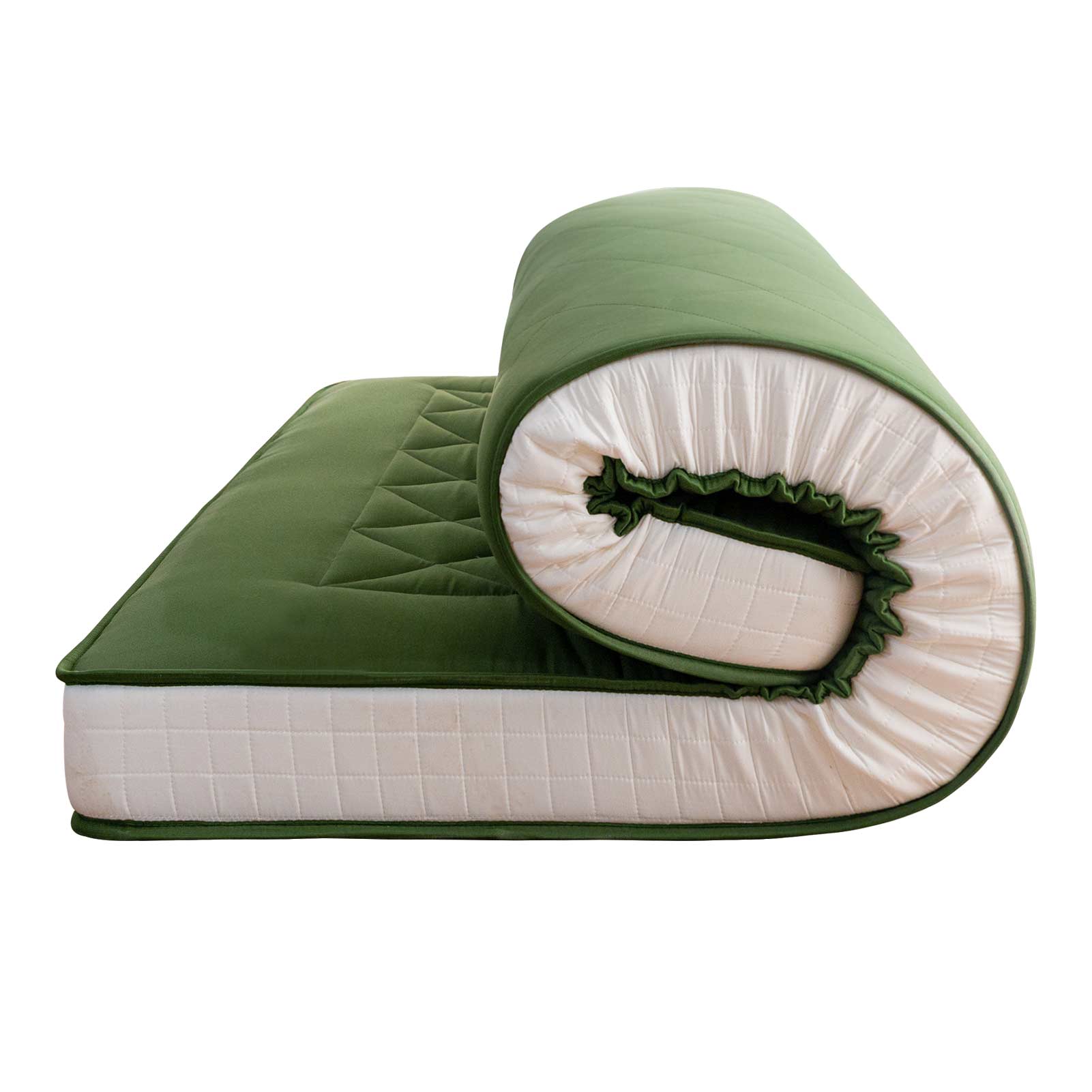 MAXYOYO 6-Inch Extra Thick Japanese Floor Futon Mattress - Premium Diamond Quilting Design for Bedroom, Guest Room & Small Spaces - Green (Queen Size) | Ideal for Apartments, Dorms, Sleepovers & Minimalist Living