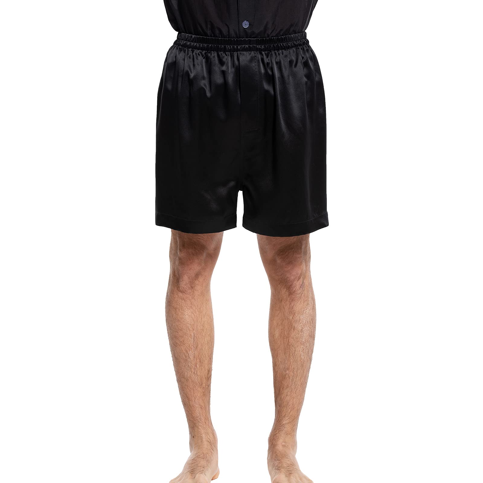 COLD POSH Men's Silk Boxer Shorts - 100% Pure Mulberry Silk, 19mm, Soft & Breathable - Luxury Lightweight Underwear for Sleep, Lounge & Everyday Wear - 2 Pack (Black + Navy, XL) - Perfect for Father, Husband & Son - Ideal for Home, Travel & Relaxation