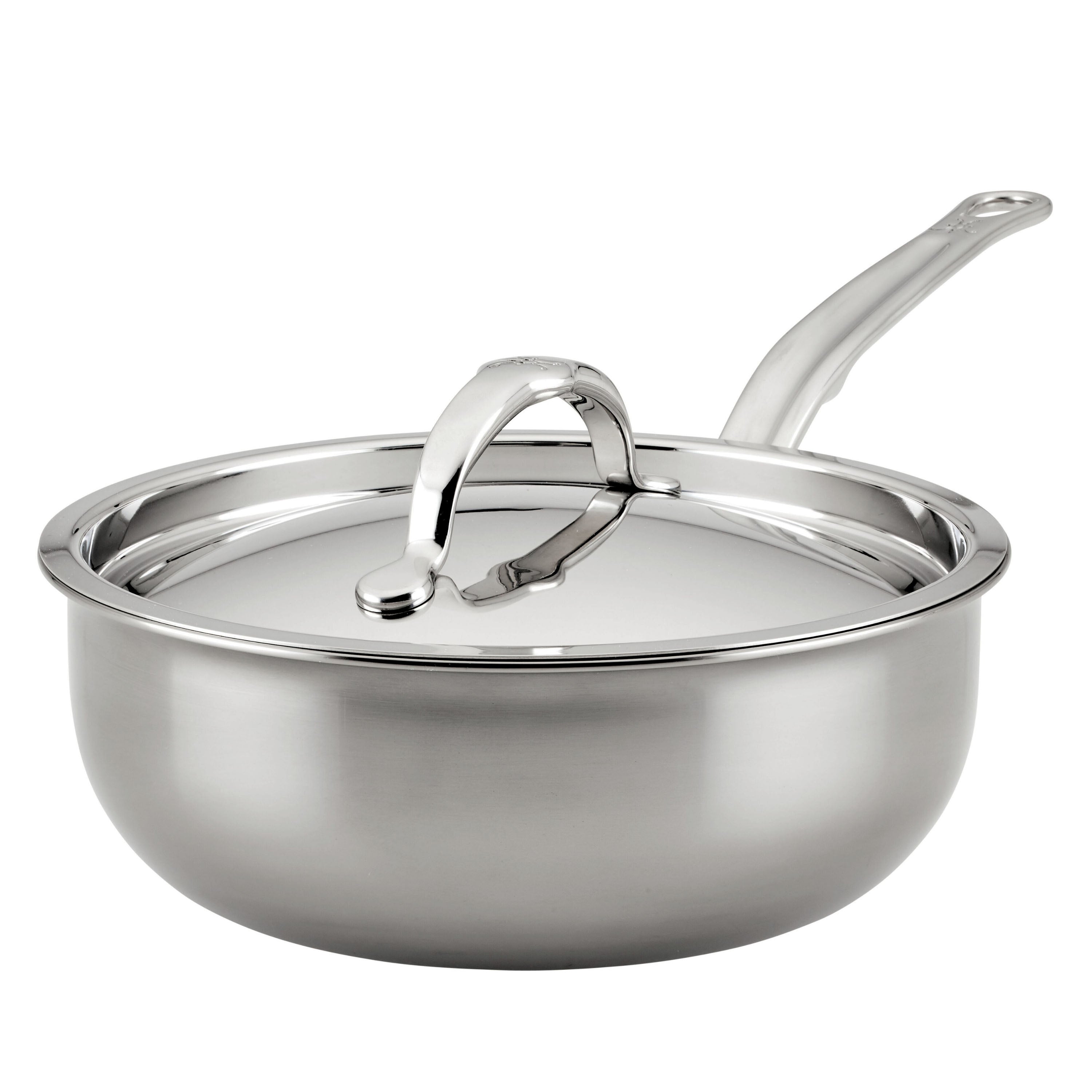 Hestan Nanobond Nonstick Covered Saucier Pan 2.0 Quart (20cm) - Premium Induction Compatible Sauce Pan for Cooking, Sauteing & Simmering Soups, Sauces, and Stews
