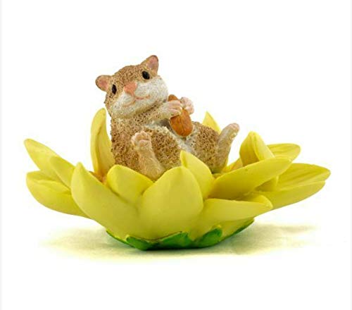Miniature Fairy Garden Figurine - Cute Mini Hamster on Sunflower for Dollhouse, Home Decor, Outdoor Garden & Yard | Perfect for Fairy Gardens, Terrariums & DIY Miniature Scenes