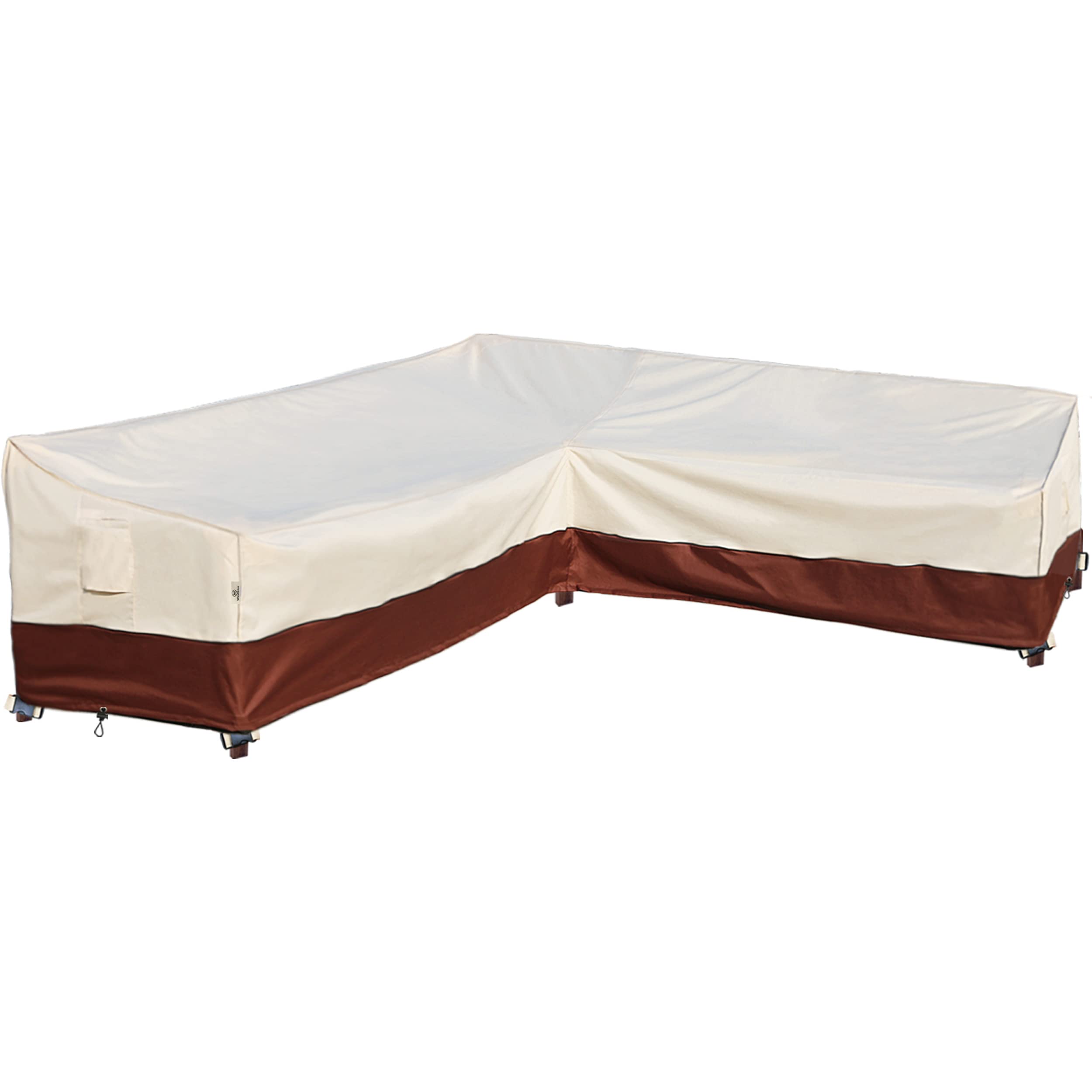 Waterproof 600D Heavy Duty L-Shaped Outdoor Sectional Sofa Cover - Rip-Stop Anti-UV Patio Furniture Protector with 3 Air Vents (120