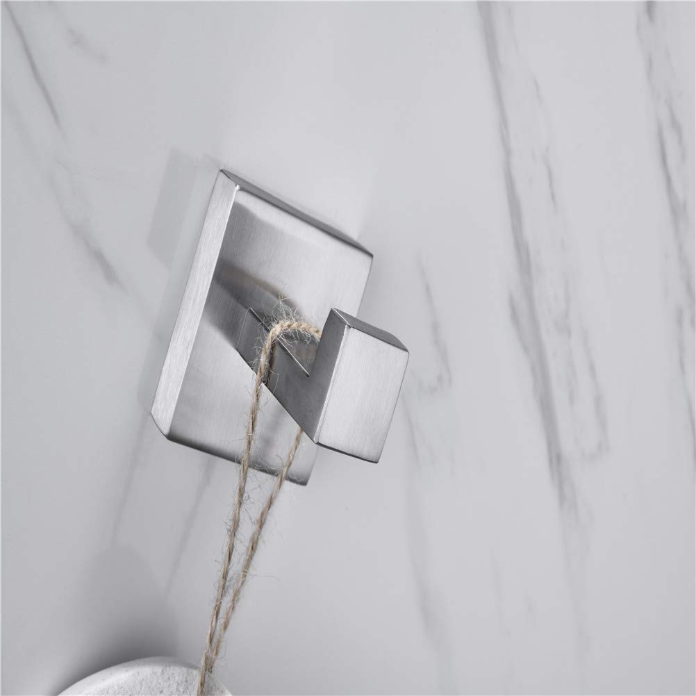 OYHN Brushed Stainless Steel Bathroom Accessories Set - Towel Bar, Robe Hook, Toilet Paper Holder, Toothbrush Holder - Modern & Durable for Bathroom, Spa, Hotel (5-Piece Set) - Perfect for Home, Apartment, Guest Bathroom Decor
