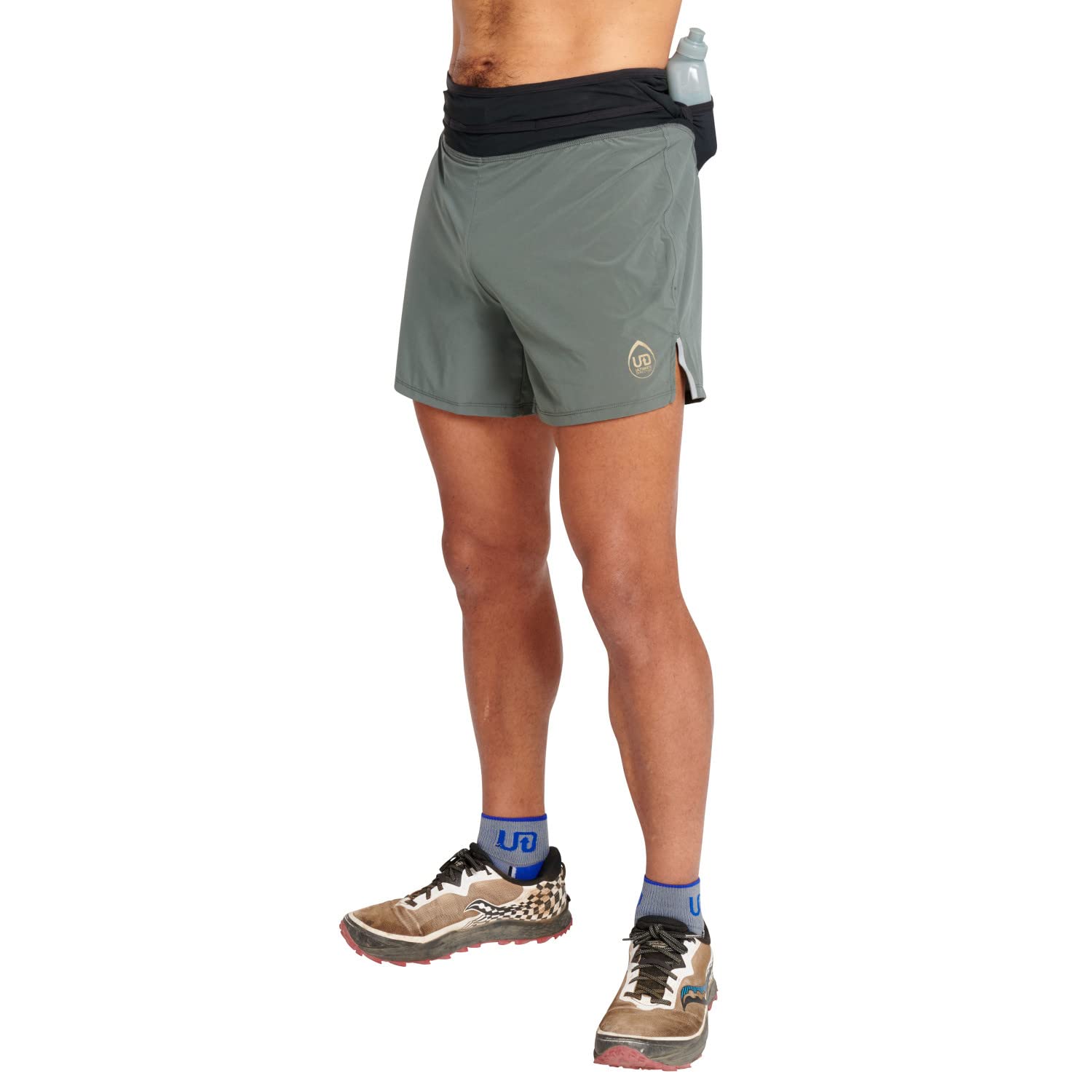 Ultimate Direction Men's Running Shorts - Breathable Athletic Hydro Shorts with Waist Storage & 2 Water Bottles - Perfect for Trail Running, Hiking, Gym Workouts and Outdoor Sports