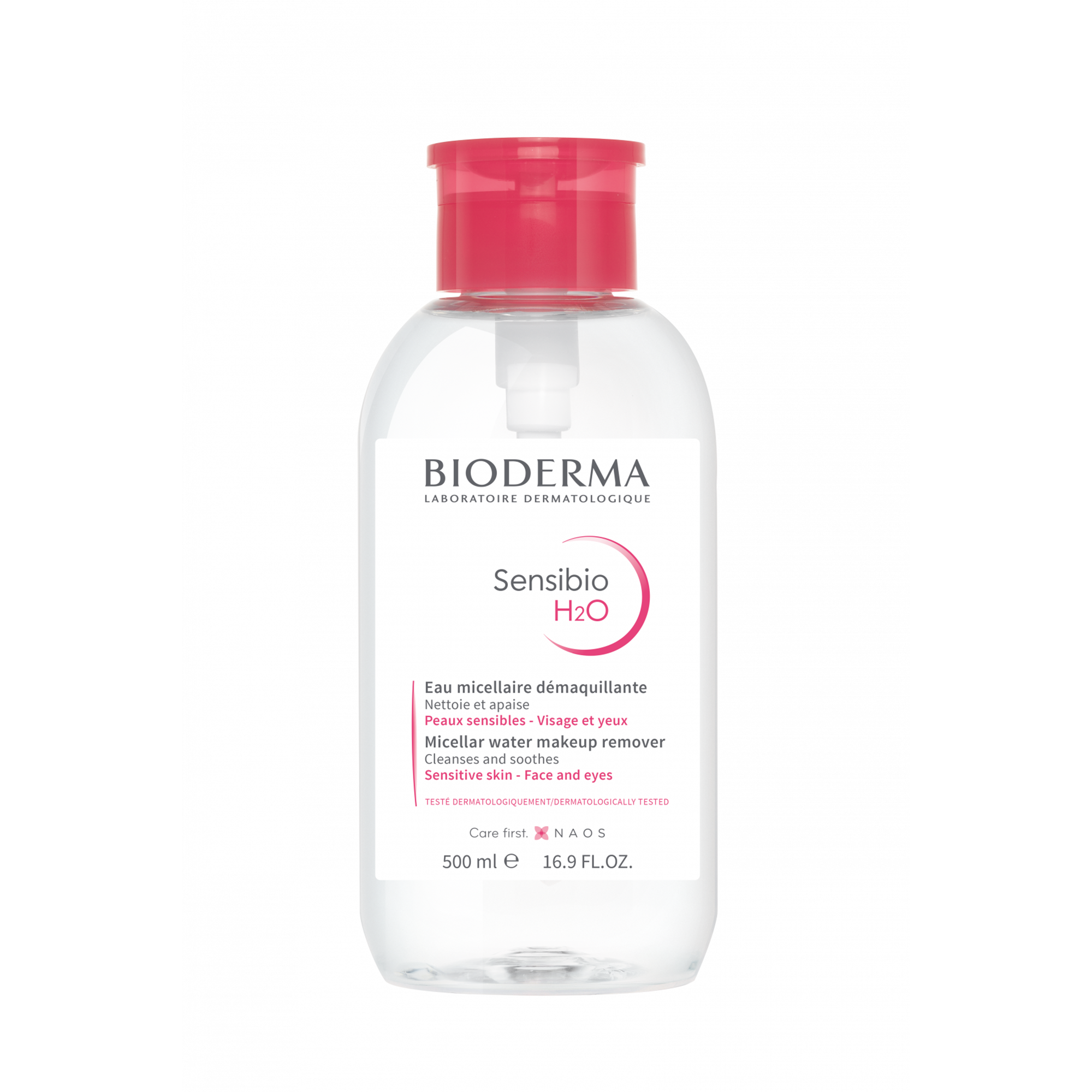 Bioderma Sensibio H2O Micellar Water Pump Bottle 16.7oz | Gentle Makeup Remover & Cleanser for Sensitive Skin | Perfect for Travel & Daily Skincare Routine