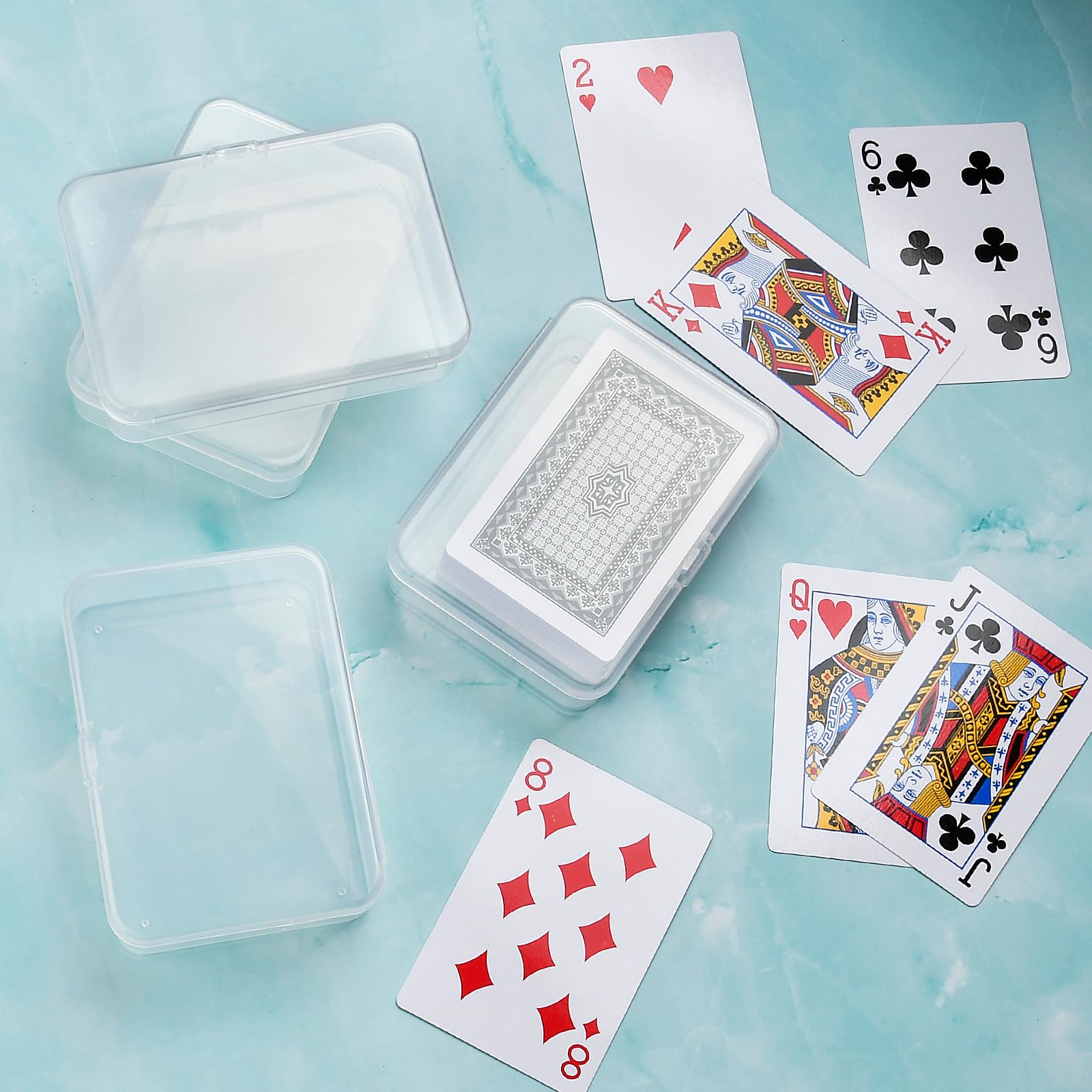 Elesunory 16 Pcs Clear Plastic Playing Card Case with Snap Closure - Poker Card Storage Box for Standard Size Cards, Business Cards & Bank Cards - Perfect for Card Games, Poker Nights & Organized Storage