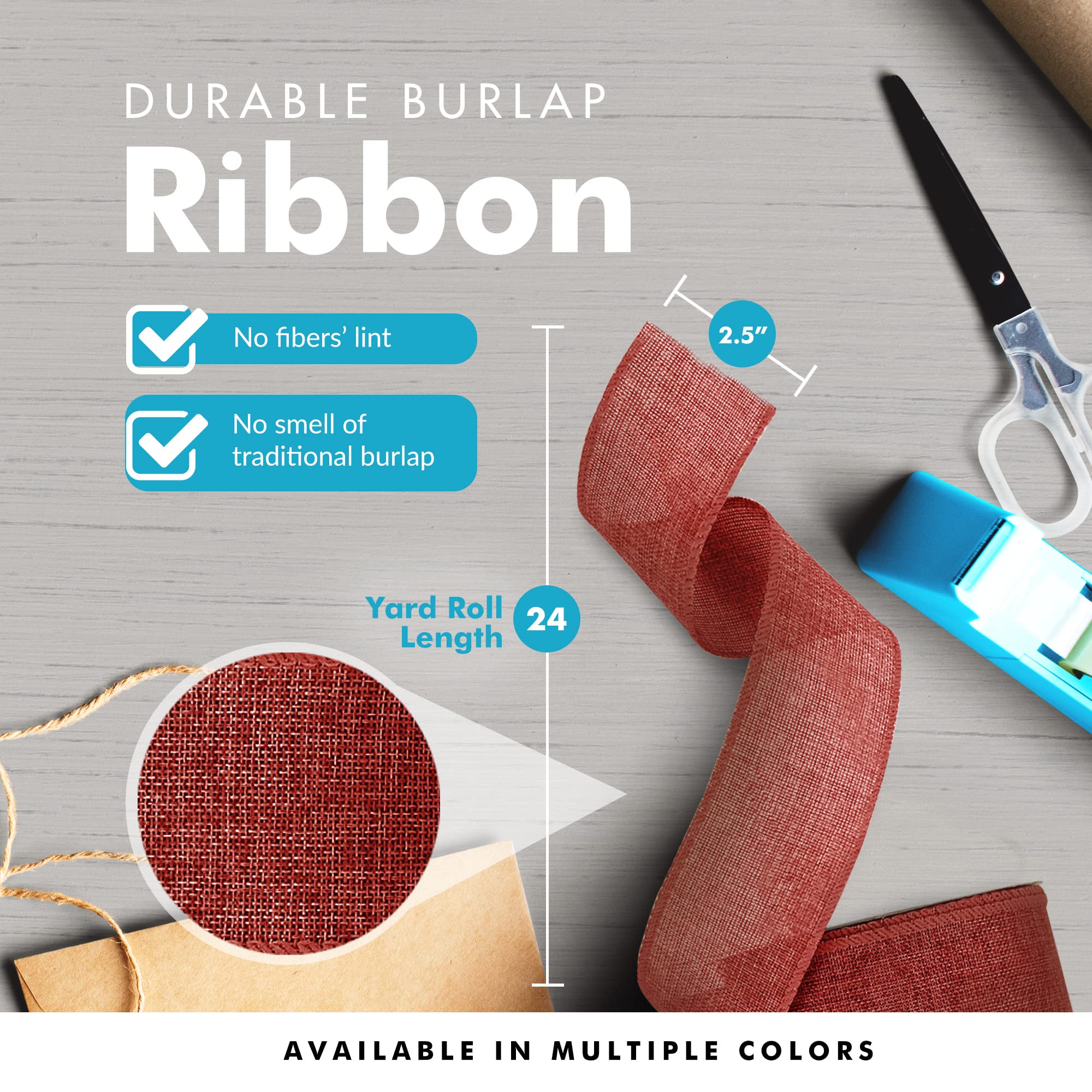 Faux Burlap Jute Ribbon for Gift Wrapping & Decor - 2.5