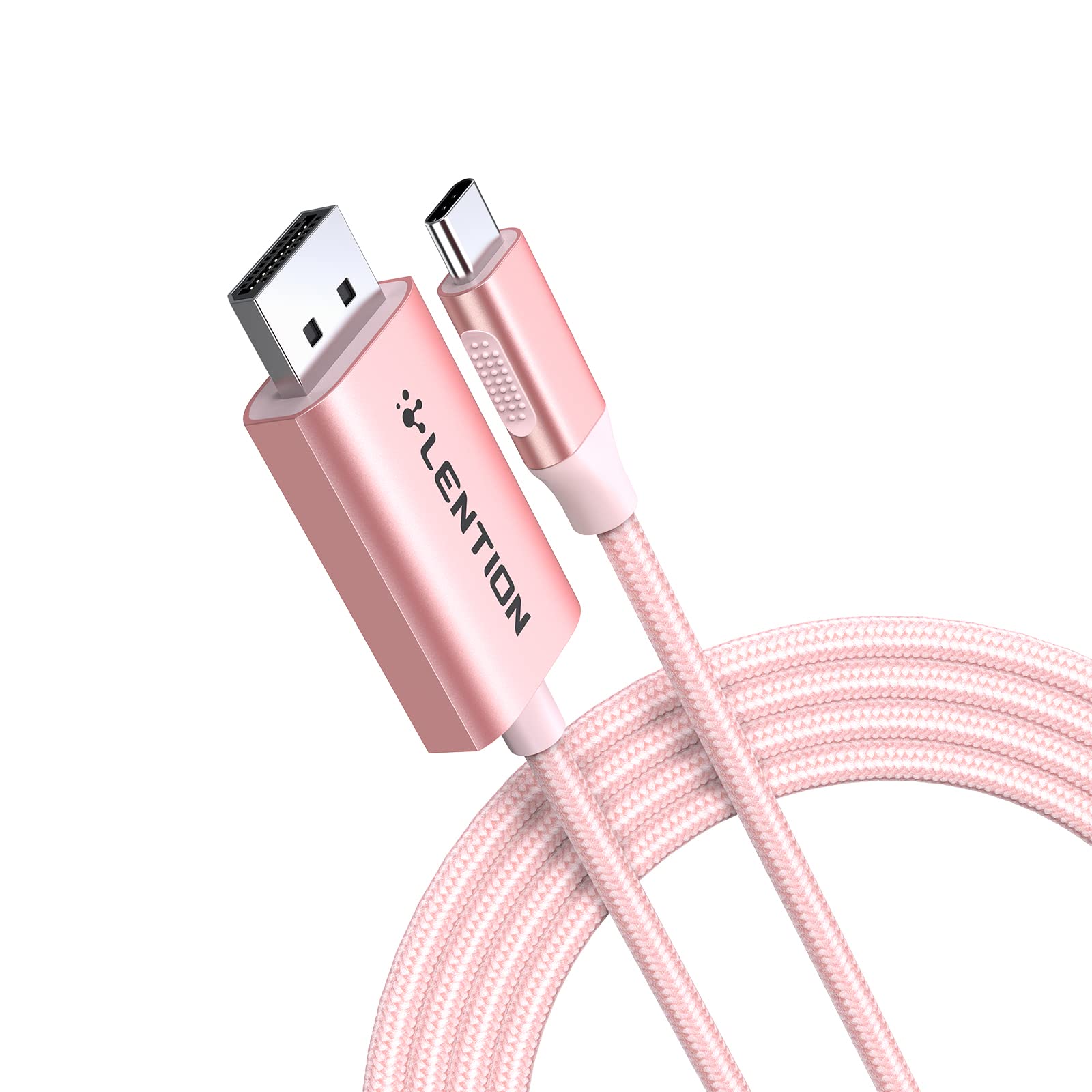 LENTION 6FT USB C to DisplayPort Cable Adapter - 4K@60Hz, 2K@165Hz - Compatible with MacBook Pro/Air, iPad, Surface, Dell XPS, Windows & Linux (CB-CU708-2M, Rose Gold) - Perfect for Home Office, Gaming & 4K Video Streaming