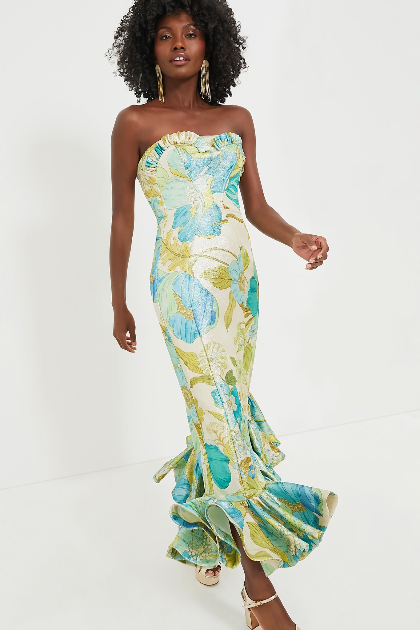 Blue Janis Strapless Midi Dress for Women - Elegant Summer Beach Wedding Party Cocktail Dress | Perfect for Vacations, Date Nights & Special Occasions