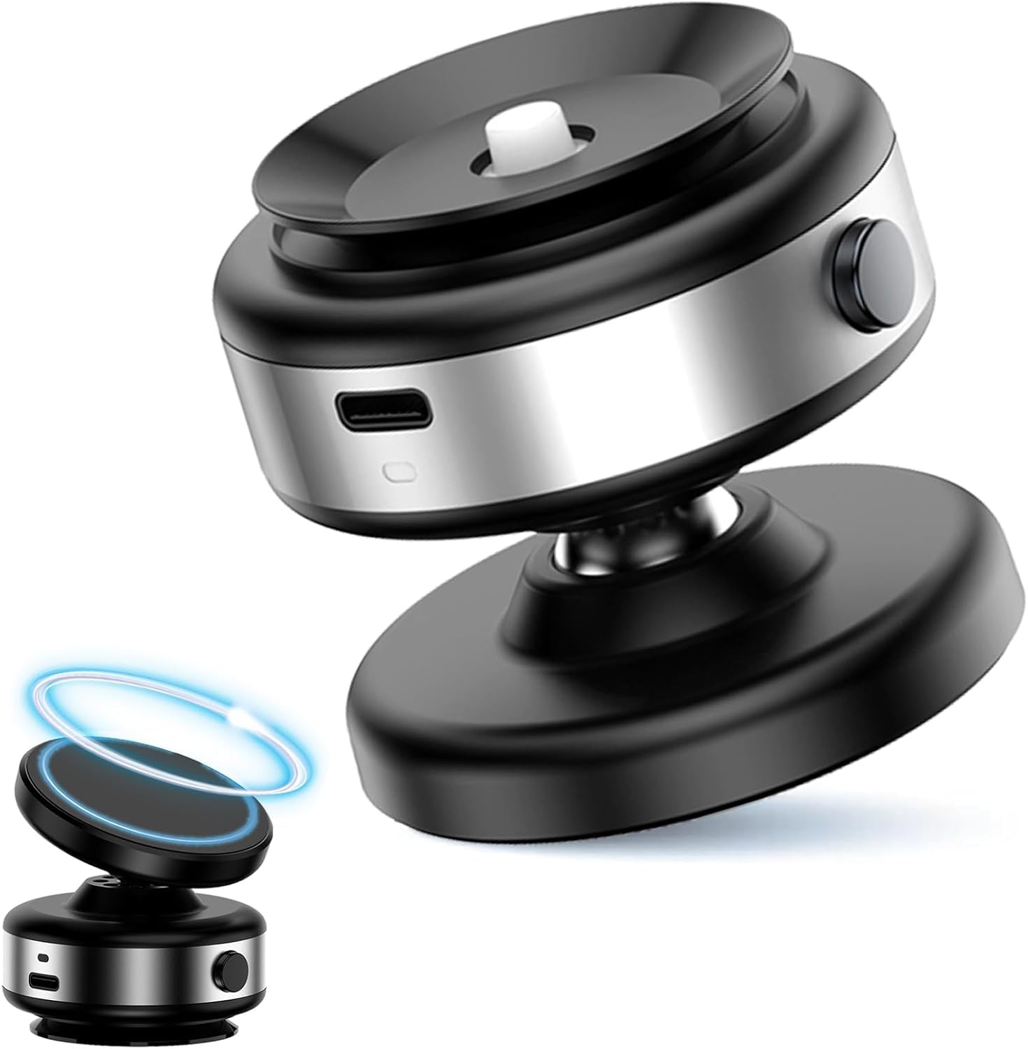 360° Magnetic Phone Holder for Car - Strong Vacuum Suction Cup & Glass/Mirror Mount, 360° Rotation Adjustable Phone Stand (Silver) - Perfect for GPS Navigation, Hands-Free Calling & Road Trips