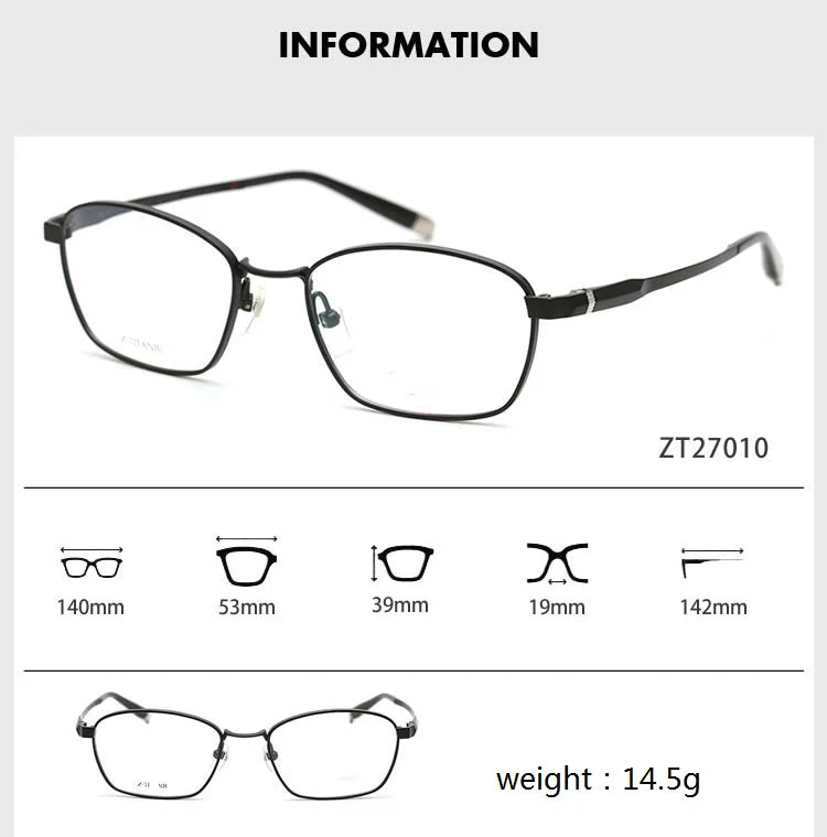 Aimee Unisex Full Rim Square Titanium Eyeglasses Frame 27010 - Lightweight Durable Glasses for Men & Women - Perfect for Reading, Work, and Everyday Use