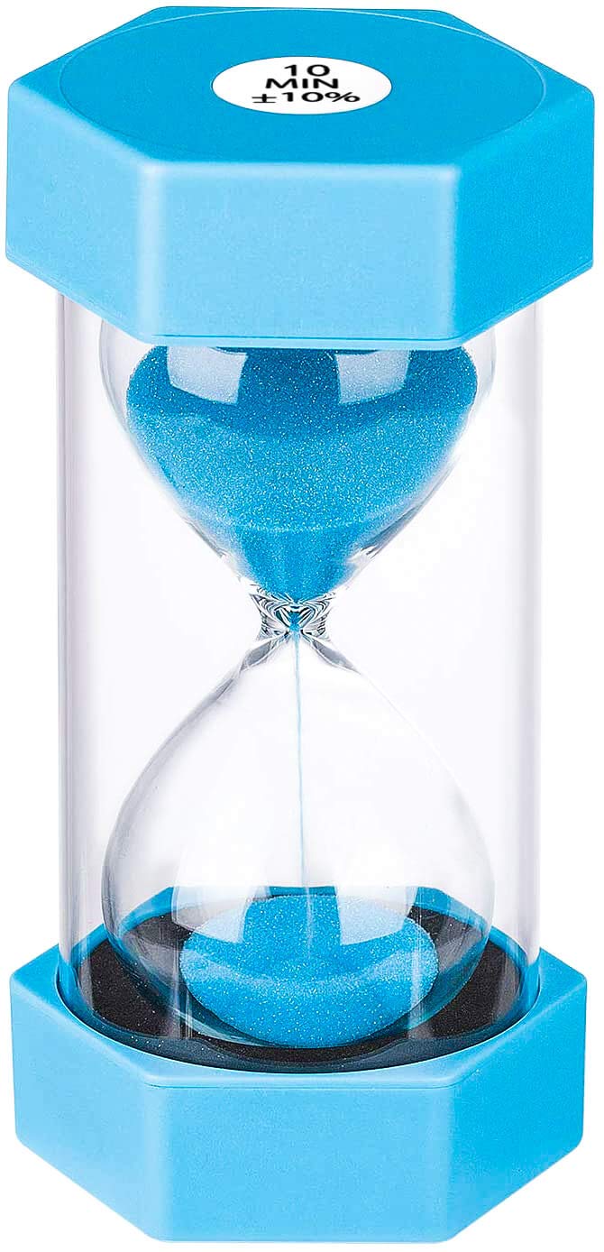 10 Minute Plastic Hourglass Sand Timer - Large Blue Sand Clock for Kids, Games, Classroom & Kitchen Decor | Time Management Tool for Cooking, Board Games, Study Sessions & Home Office