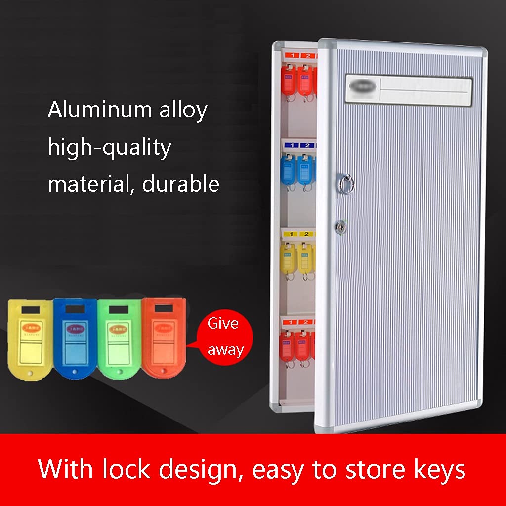 Wall-Mounted Aluminum Alloy Key Storage Box - 24 Holes Silver Key Holder for Home, Hotel & Auto Shop - Secure Mailbox Organizer for Porch, Entryway & Office Key Management