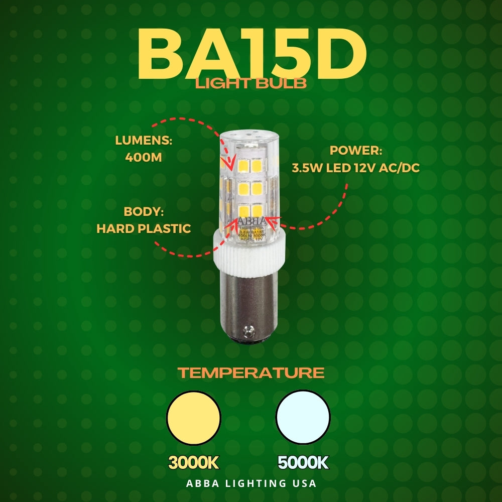BA15D 3.5W LED Bulb 12V Bayonet Base - Energy Efficient 1156 Replacement Light for Cars, Boats & RVs - Long Lasting Auto Interior & Exterior Lighting Solution