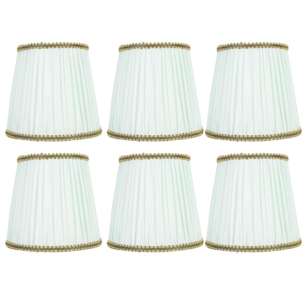 TOPINCN 6Pcs Green Fabric Lampshade Covers for E14 Chandelier & Wall Lamps - Home Lighting Decor for Living Room, Bedroom, and Dining Room