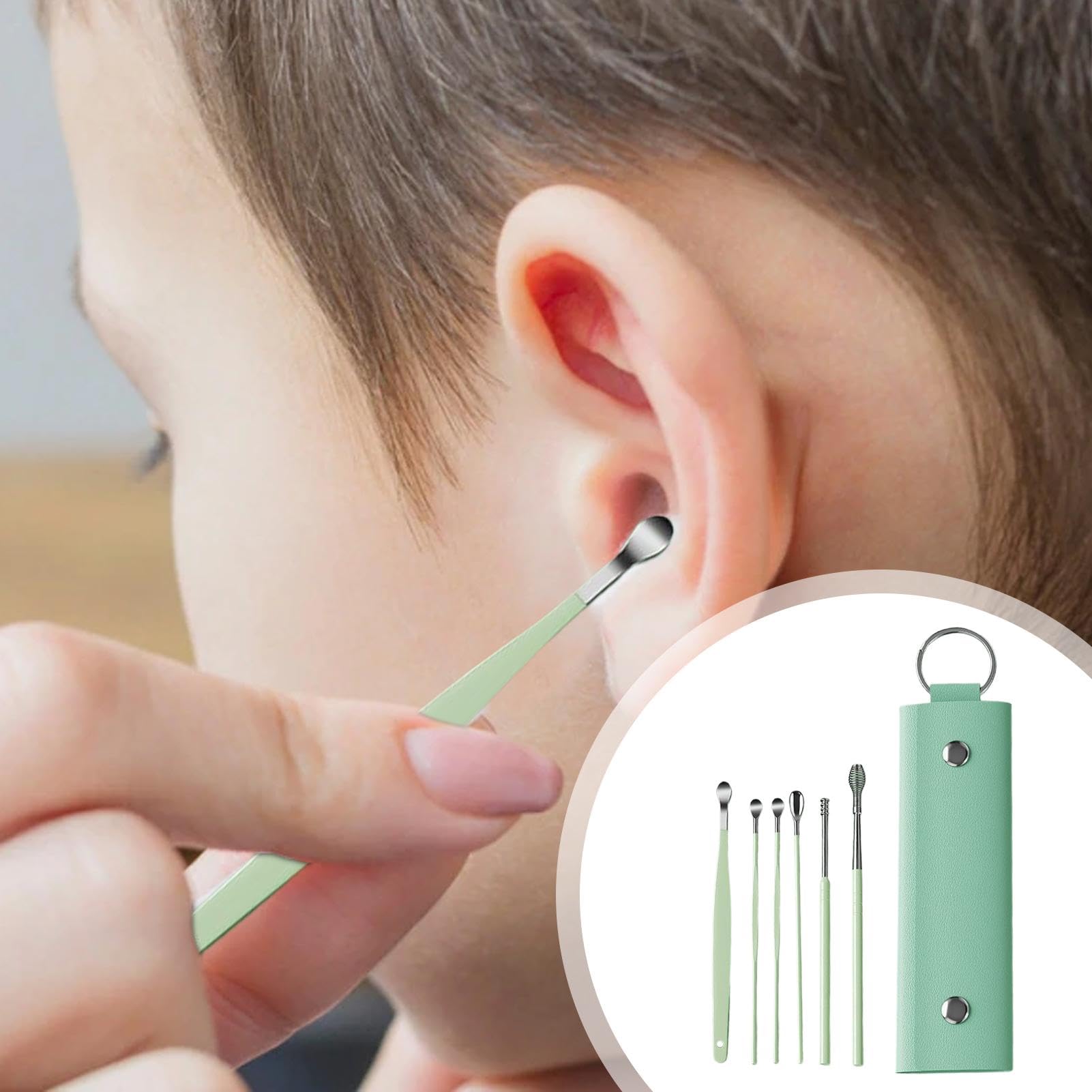 Stainless Steel Ear Wax Removal Tool Set - Portable Earwax Curette & Ear Cleaning Spoon for Safe Ear Hygiene | Perfect for Travel, Home & Personal Care