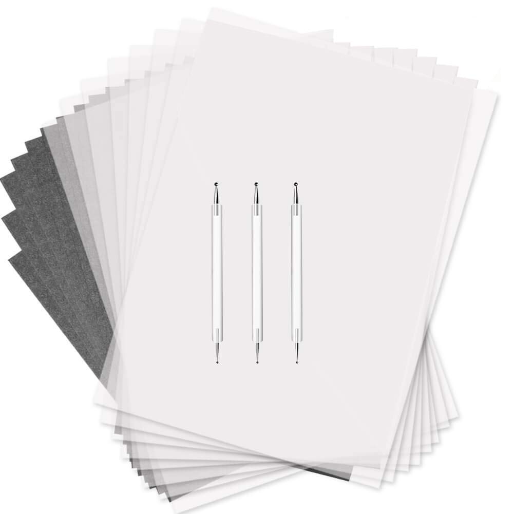 Selizo 150-Piece Tracing Paper & Carbon Paper Set - Black Graphite Transfer Paper with Tracing Stylus for Wood Burning, Wood Carving, DIY Crafts, and Art Projects - Perfect for Artists, Hobbyists, and Woodworking Enthusiasts