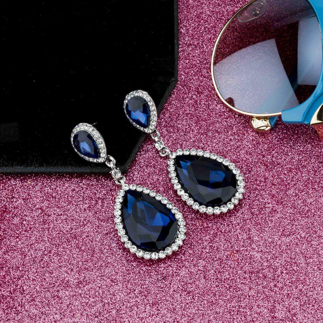 Yellow Chime Crystal Earrings for Women & Girls | Multicolor Stone Silver Tone Drop Dangle Earrings | Oval Shaped Fashion Jewelry | Perfect Birthday & Anniversary Gift for Wife, Girlfriend, Daughter | Great for Parties, Weddings & Special Occasions