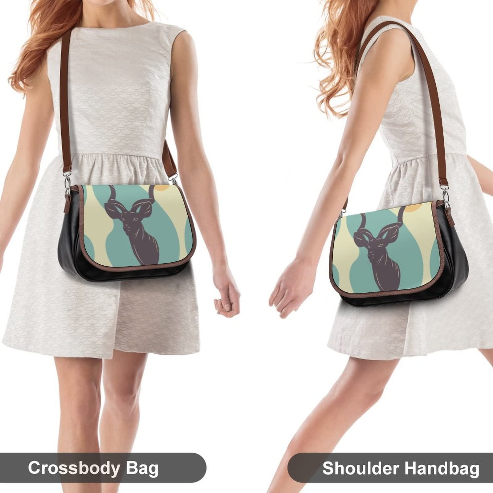 Stylish Medium Crossbody Bags for Women - Printed Shoulder Messenger Purse with Antelope Color Block Design | Perfect for Work, Travel & Everyday Use