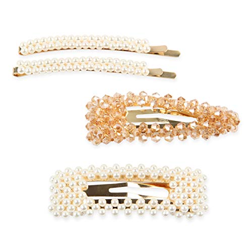 Pearl & Crystal Hair Set - Taupe